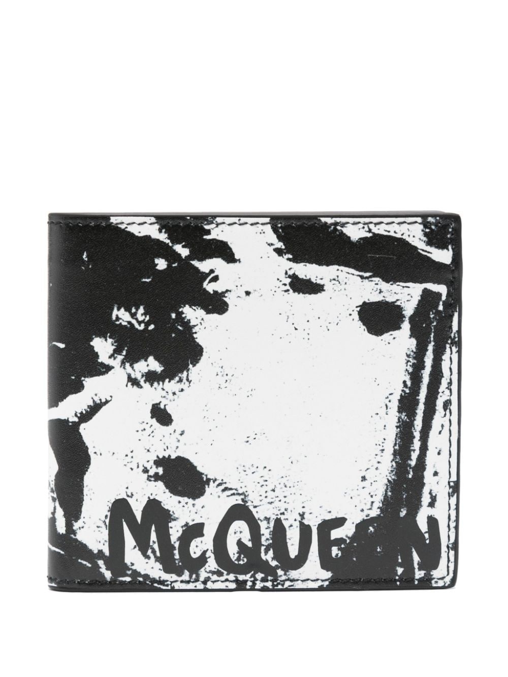 Graffiti-print leather wallet - 1