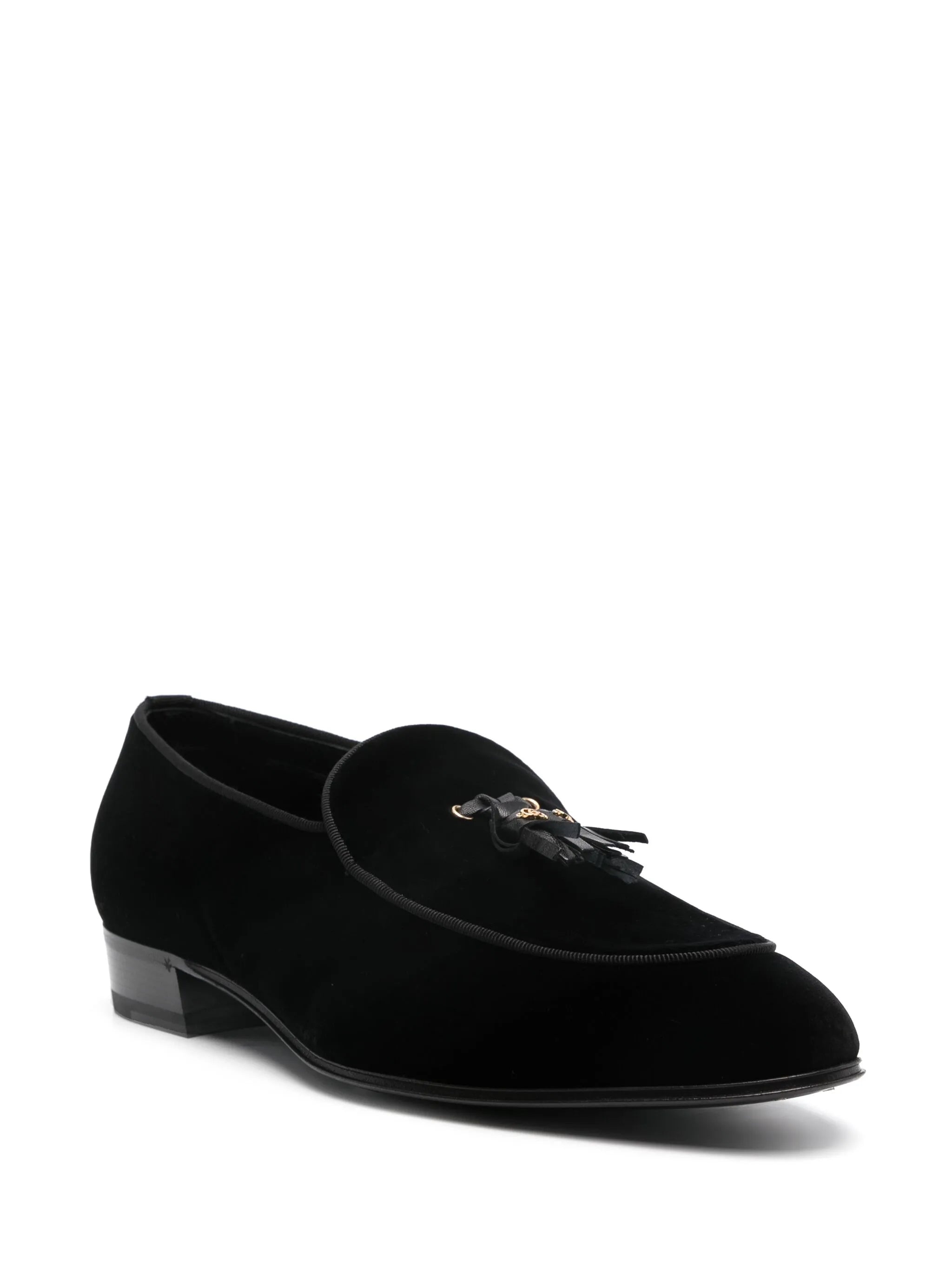 Double G-tassels Velvet Loafers - 4