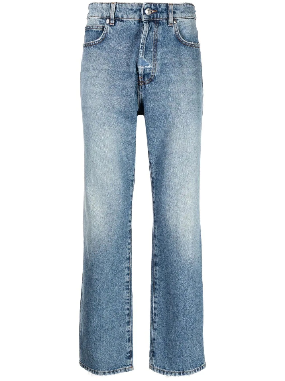 distressed-effect straight-leg jeans - 1