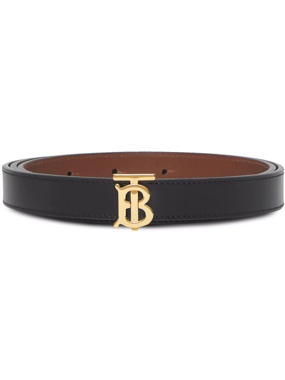 Monogram-buckle reversible leather belt - 1