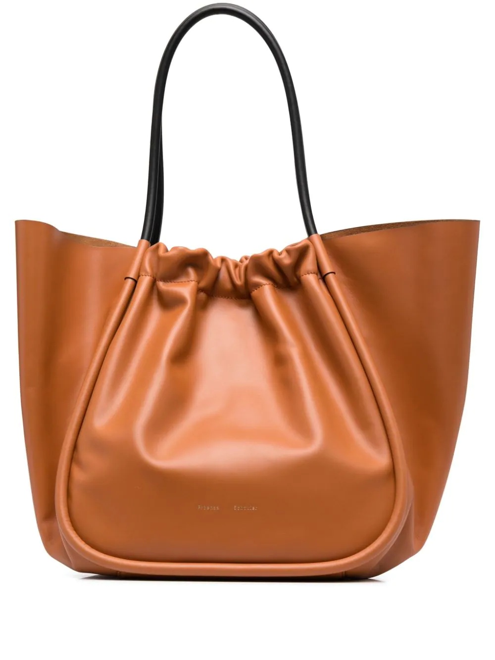 XL ruched leather tote bag - 1