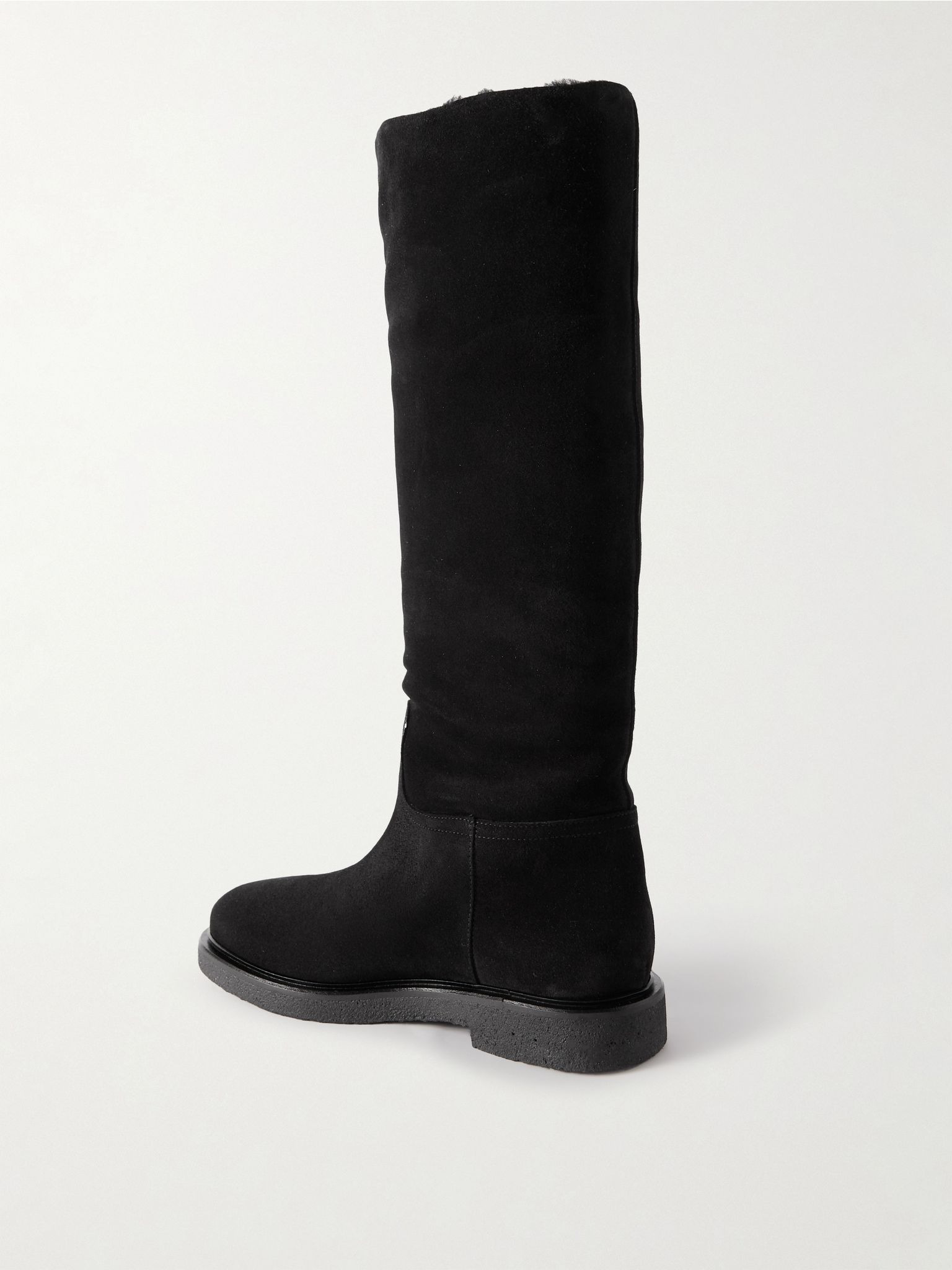 Shearling-lined suede knee boots Black - 3