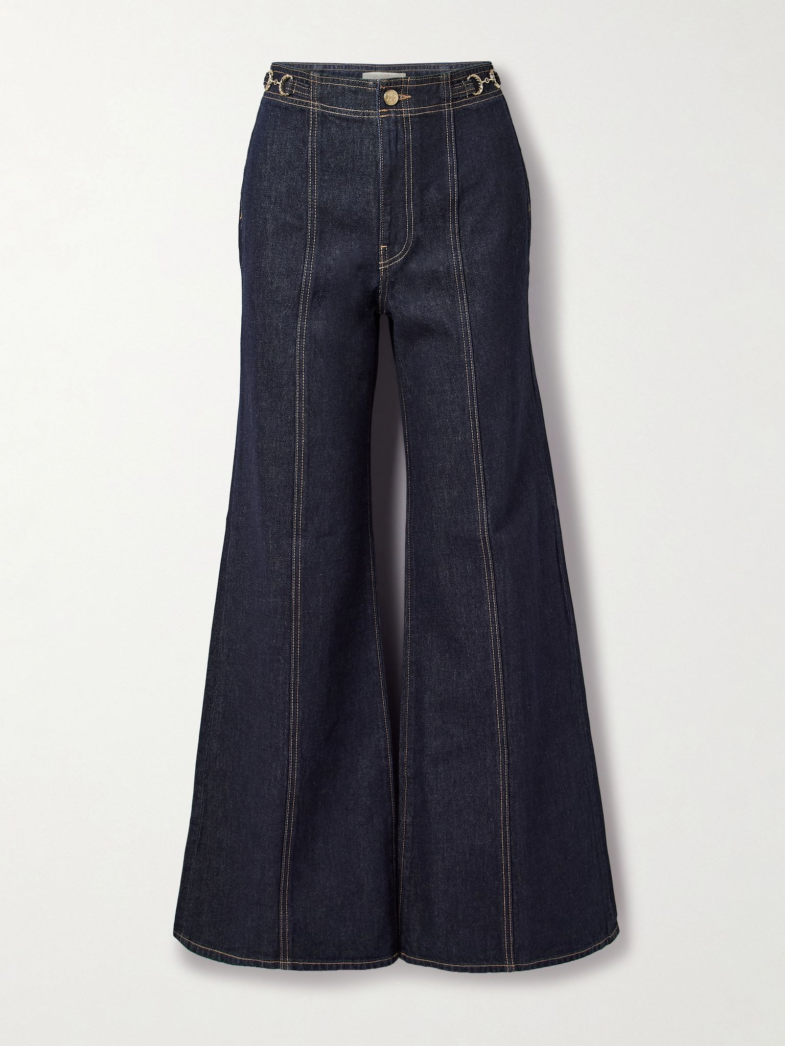 The Delphine embellished high-rise flared jeans Dark denim - 1