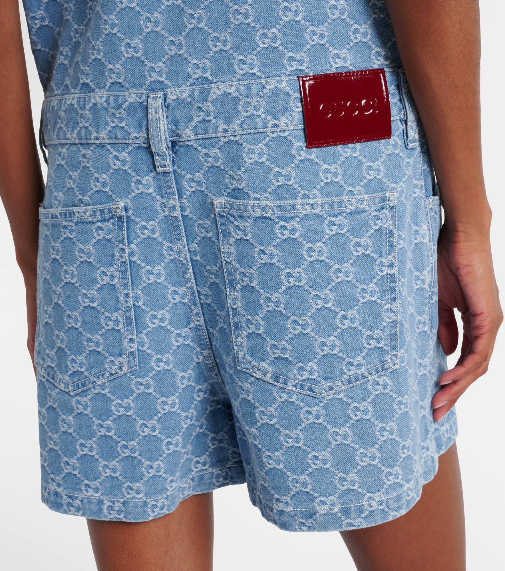 GG denim jacquard romper - 6