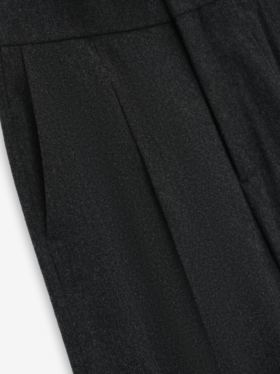 Wool Flannel Wide Leg Trousers - 3