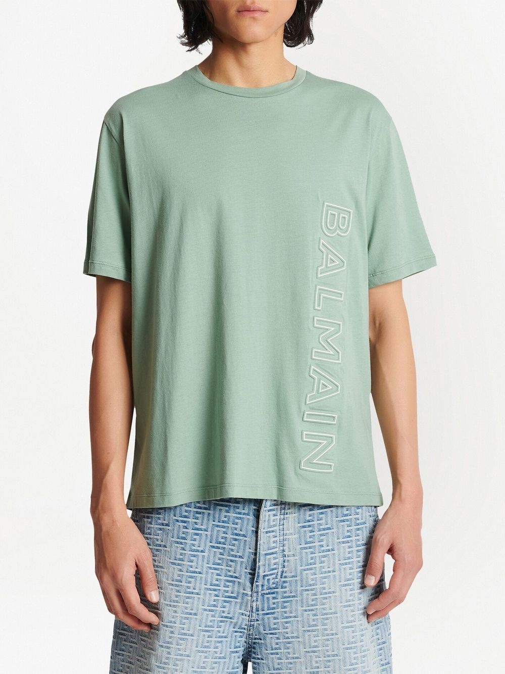 logo-embossed cotton T-shirt - 4