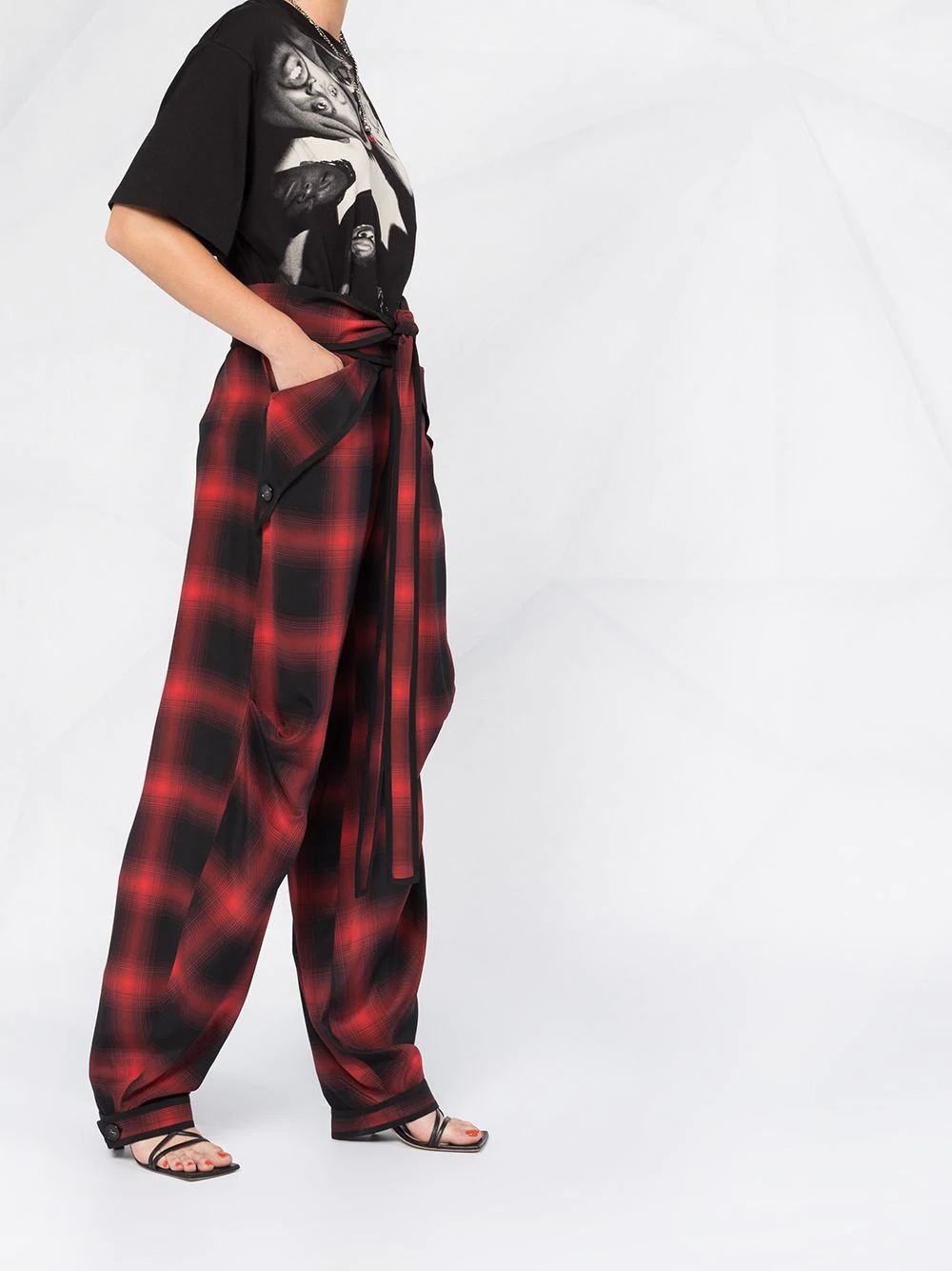 Bessie check silk trousers - 6