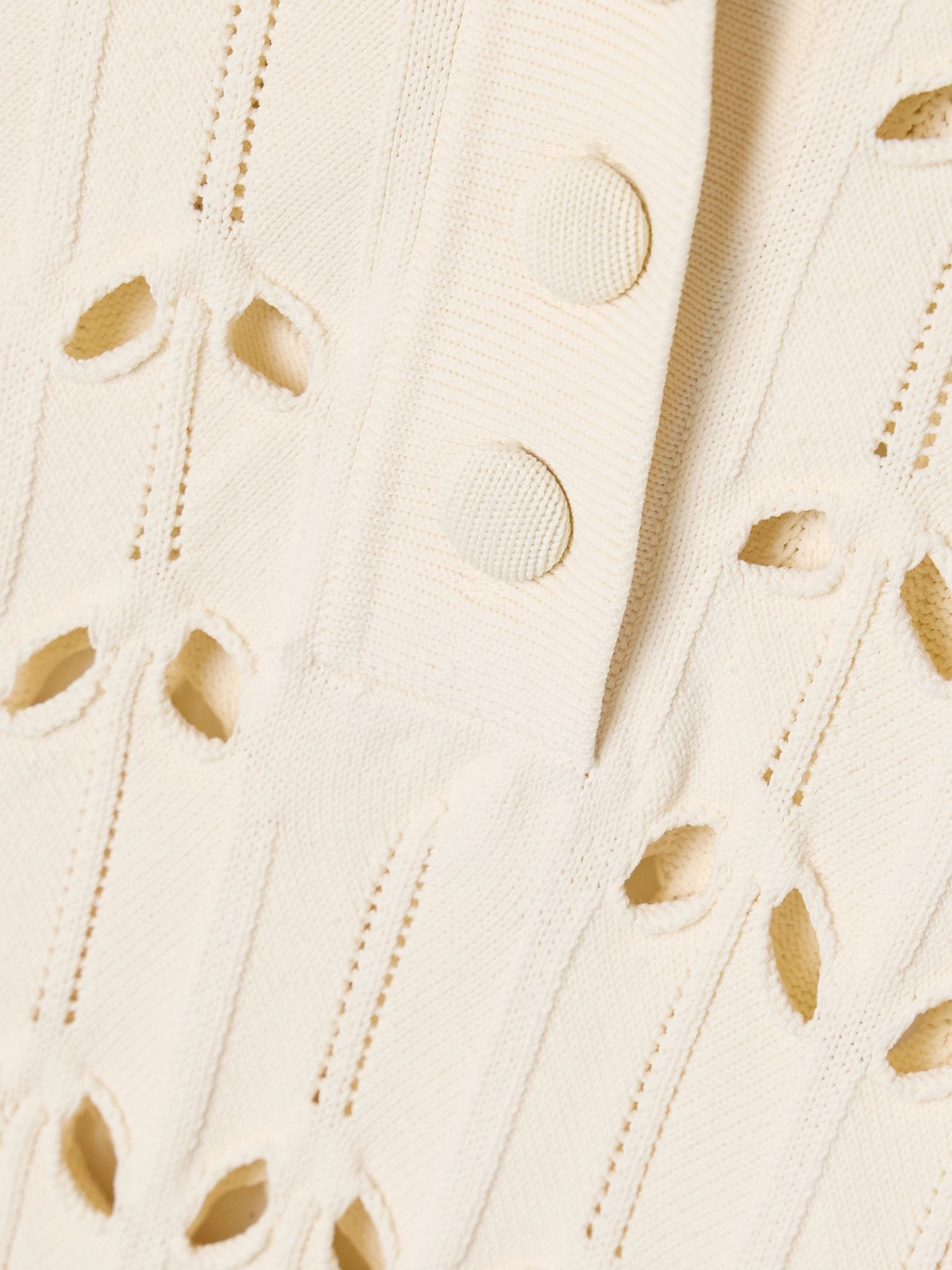 Rhiannon cutout pointelle-knit polo shirt Cream - 5