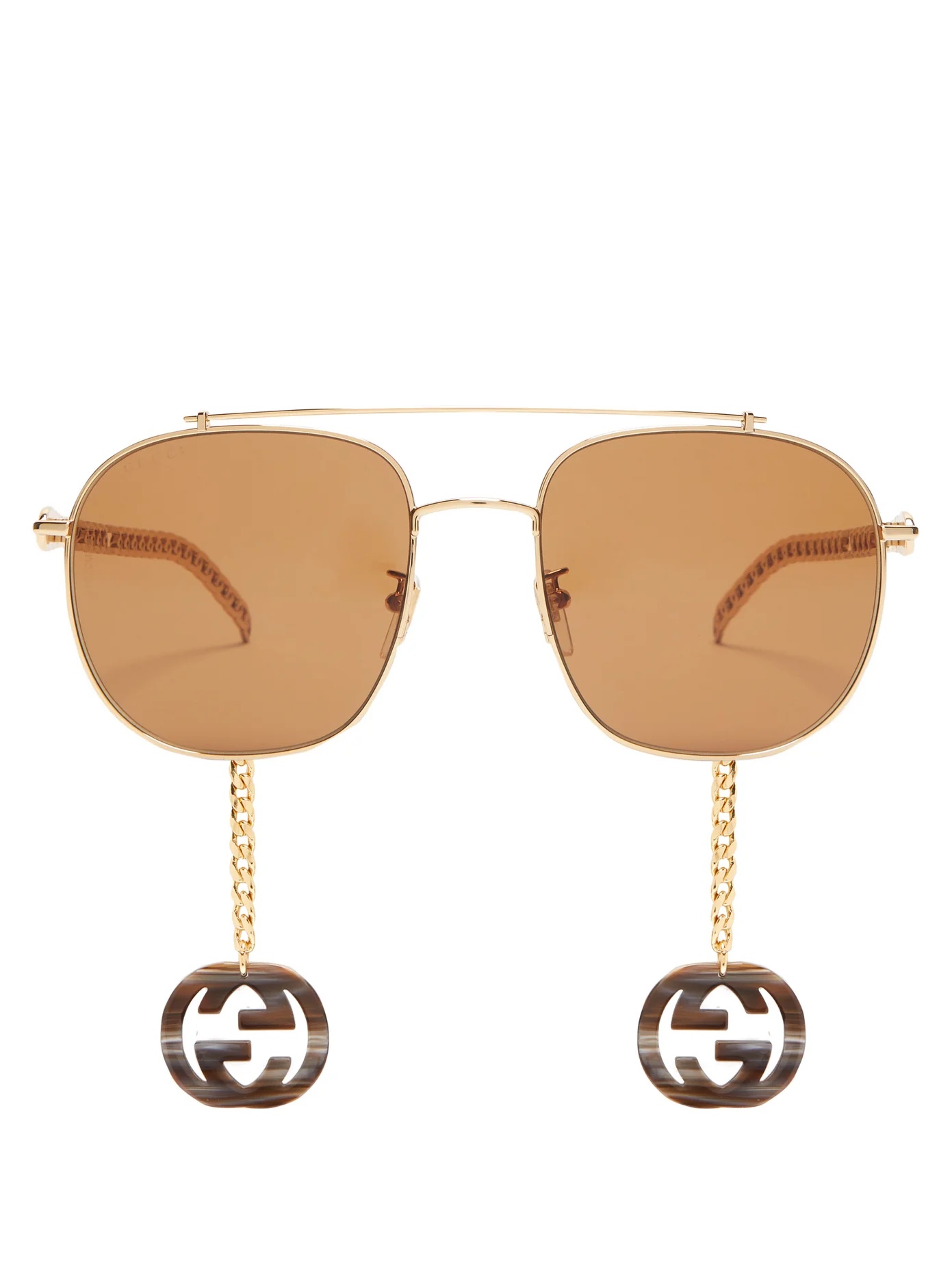 Logo-charm aviator metal sunglasses - 1