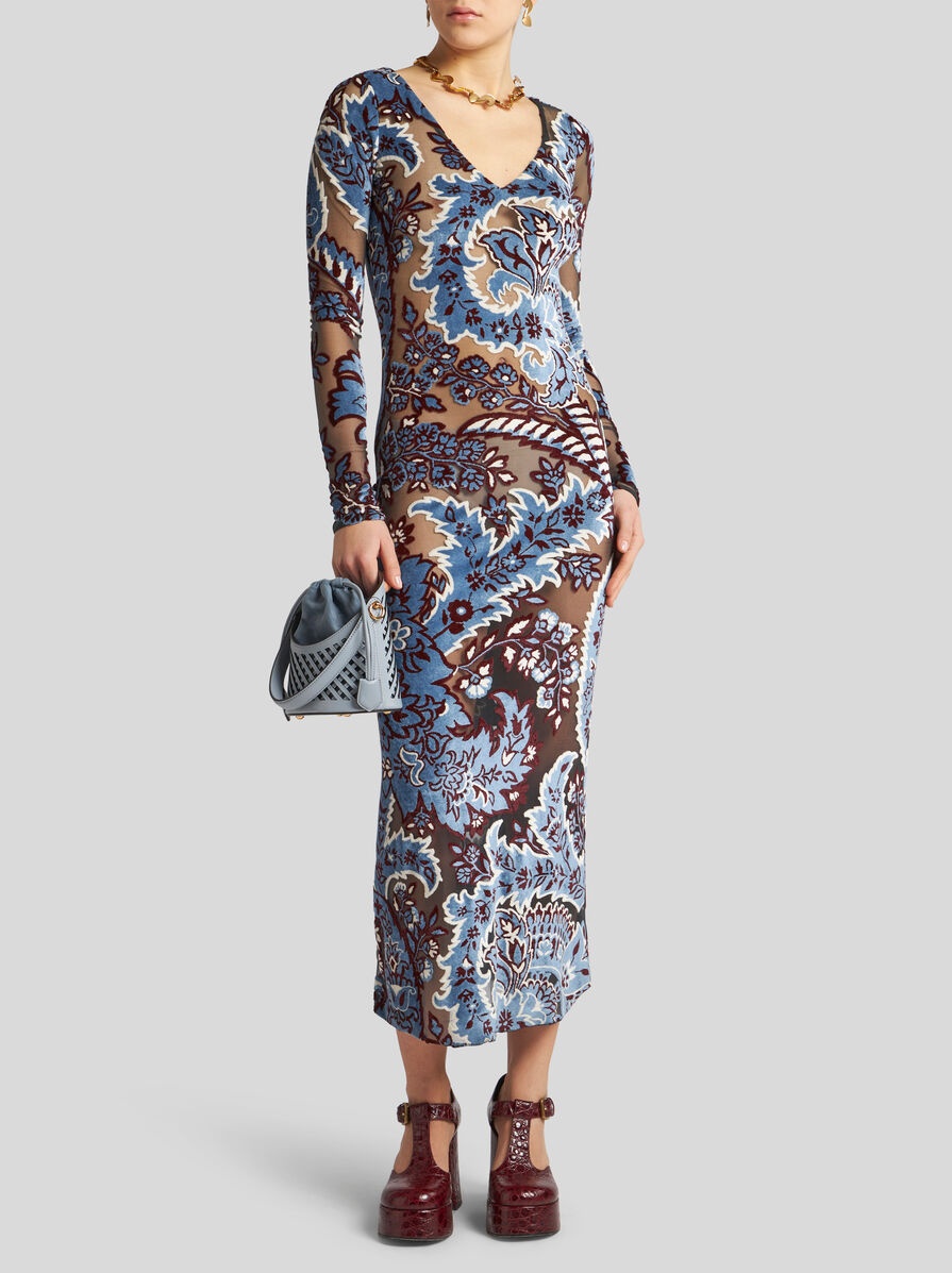 ワンピース Etro Velvet Jacquard Tulle Dress Etro TULLE AND JACQUARD VELVET DRESS | REVERSIBLE