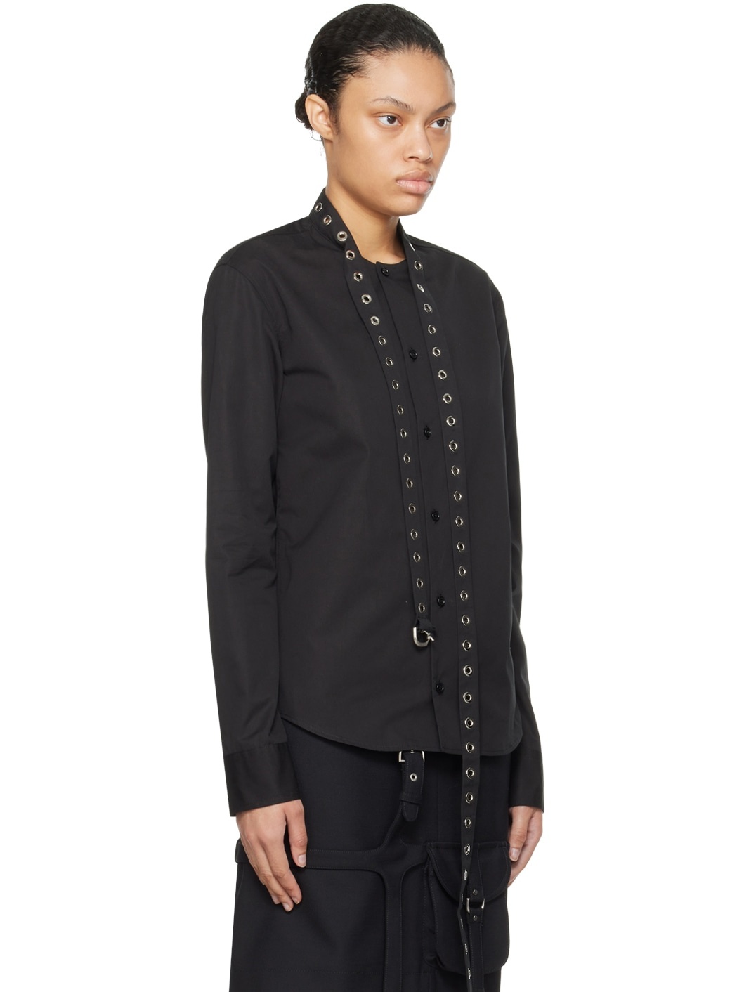 Black Cross Belt Shirt - 2