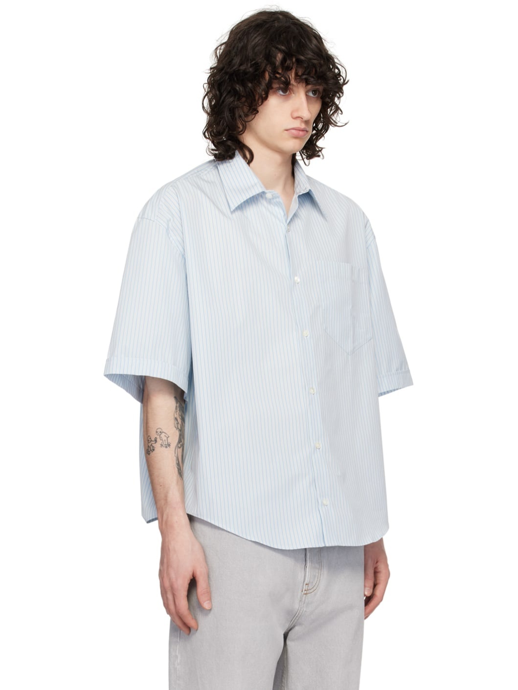 Blue & Off-White Stripe Shirt - 2