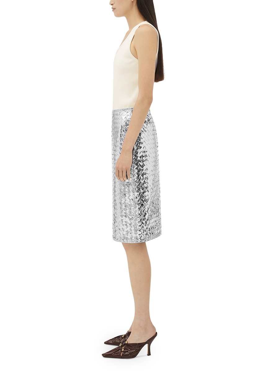 Intrecciato lamb leather Metallic Skirt - 4