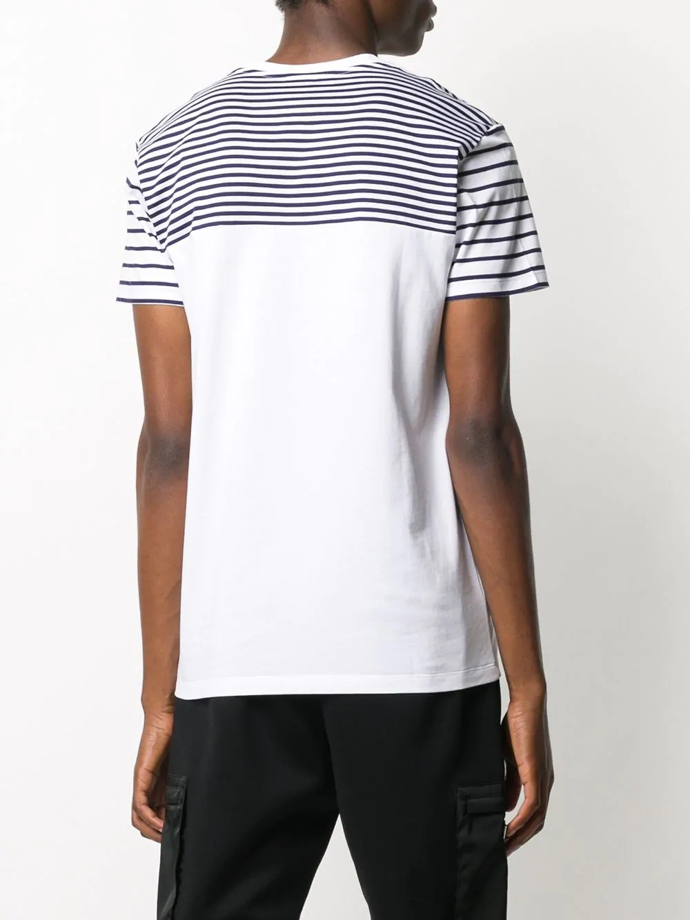 stripe panel cotton T-shirt - 4