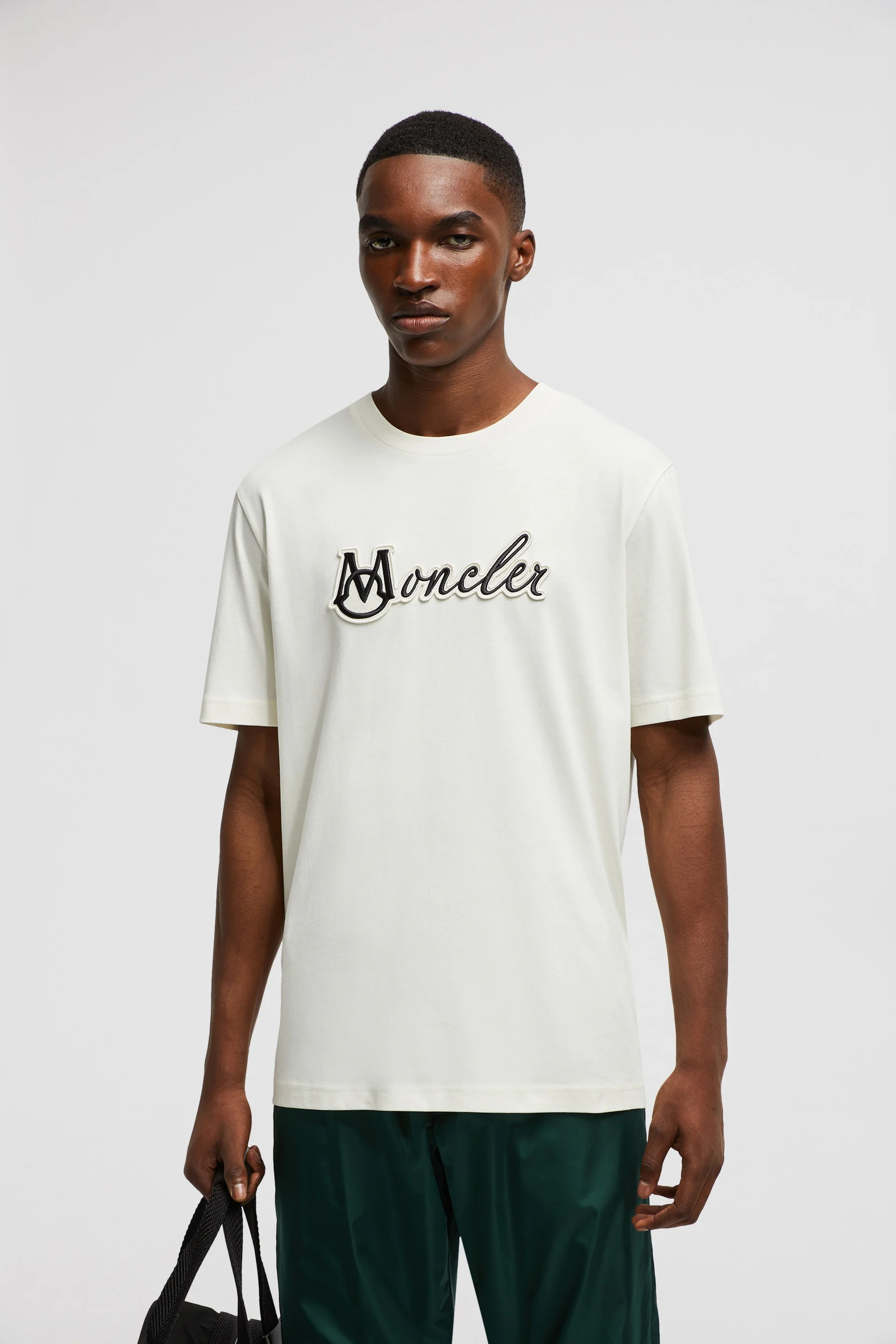 未使用　モンクレール　Top Embroidered Logo Canotta Moncler Embroidered Varsity Logo Cotton T-shirt