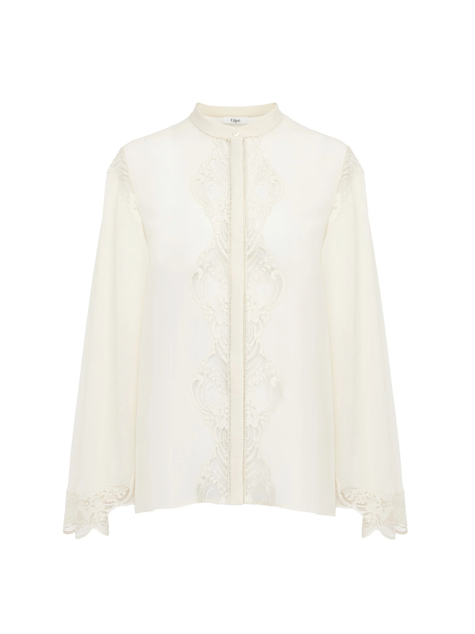 FLUID BLOUSE IN SILK GEORGETTE & LACE - 1