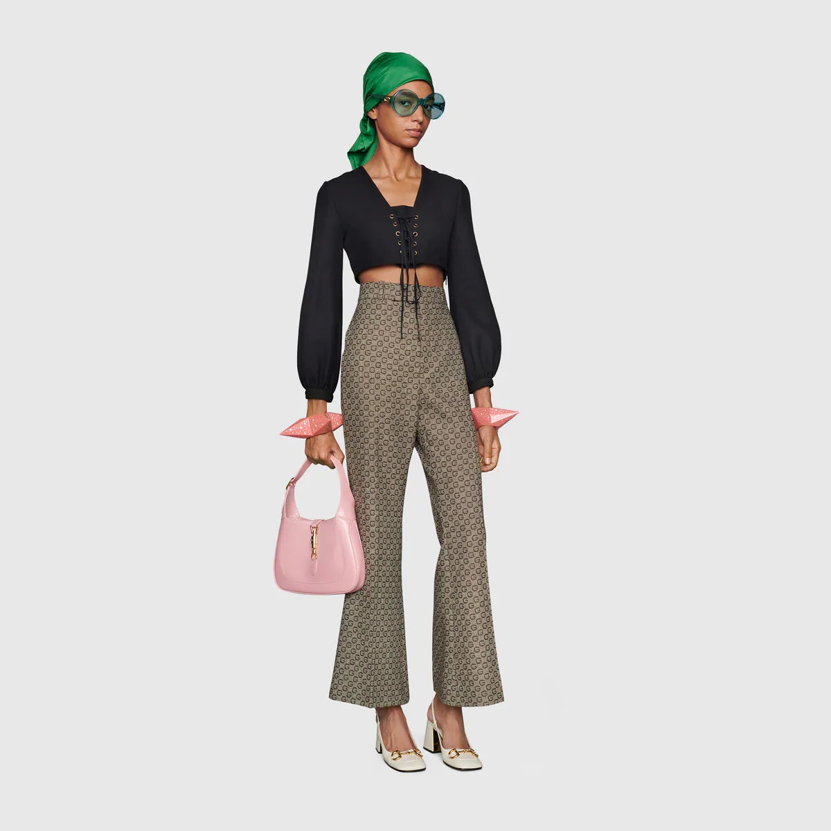 G jacquard wool flare pant - 2