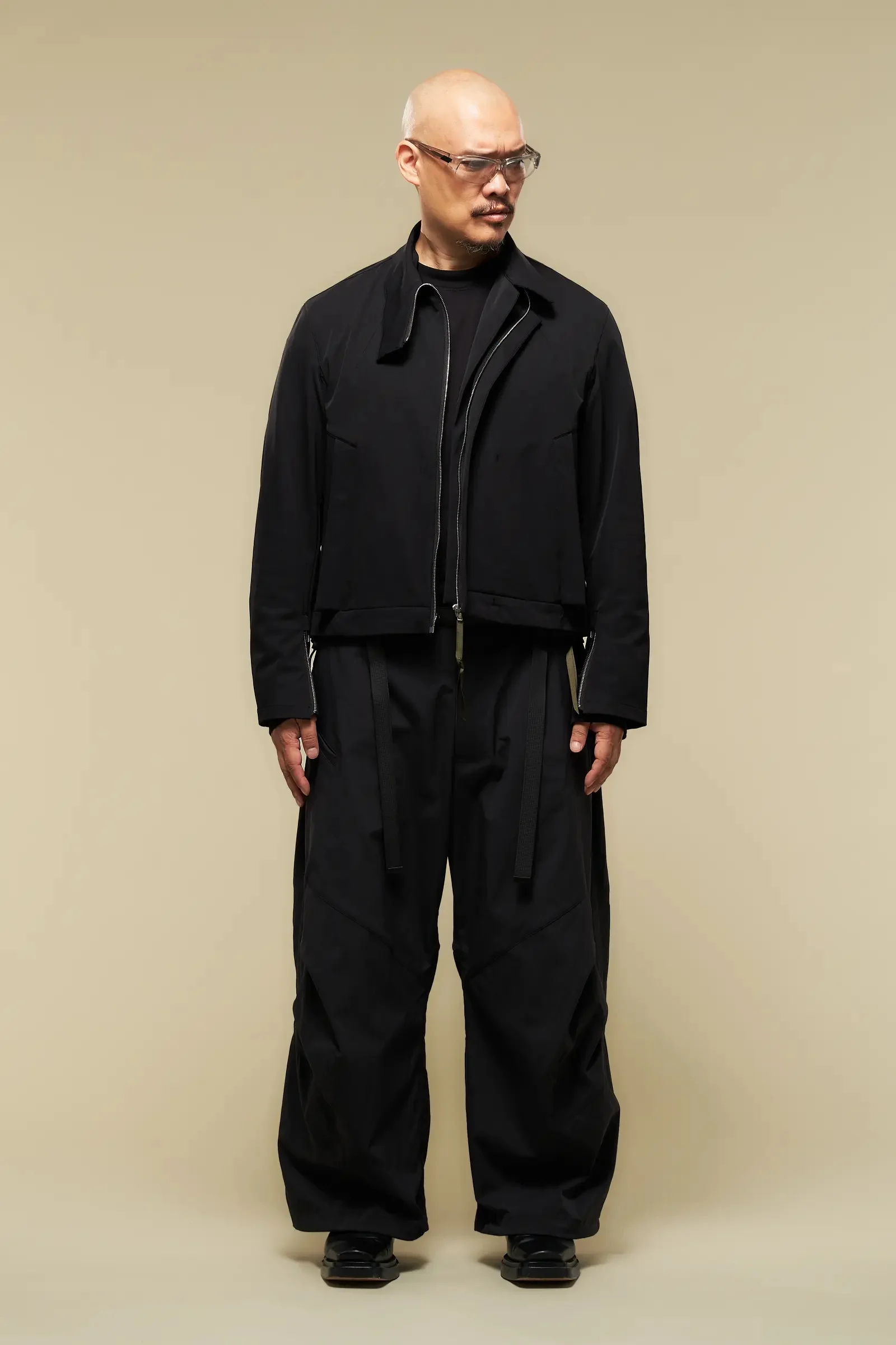 P56B-M Nylon Stretch Web Belt Trouser Black - 1