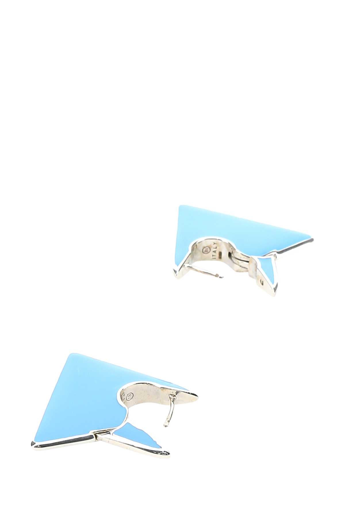 Bottega Veneta Women Light Blue Silver Essentials Earrings - 3
