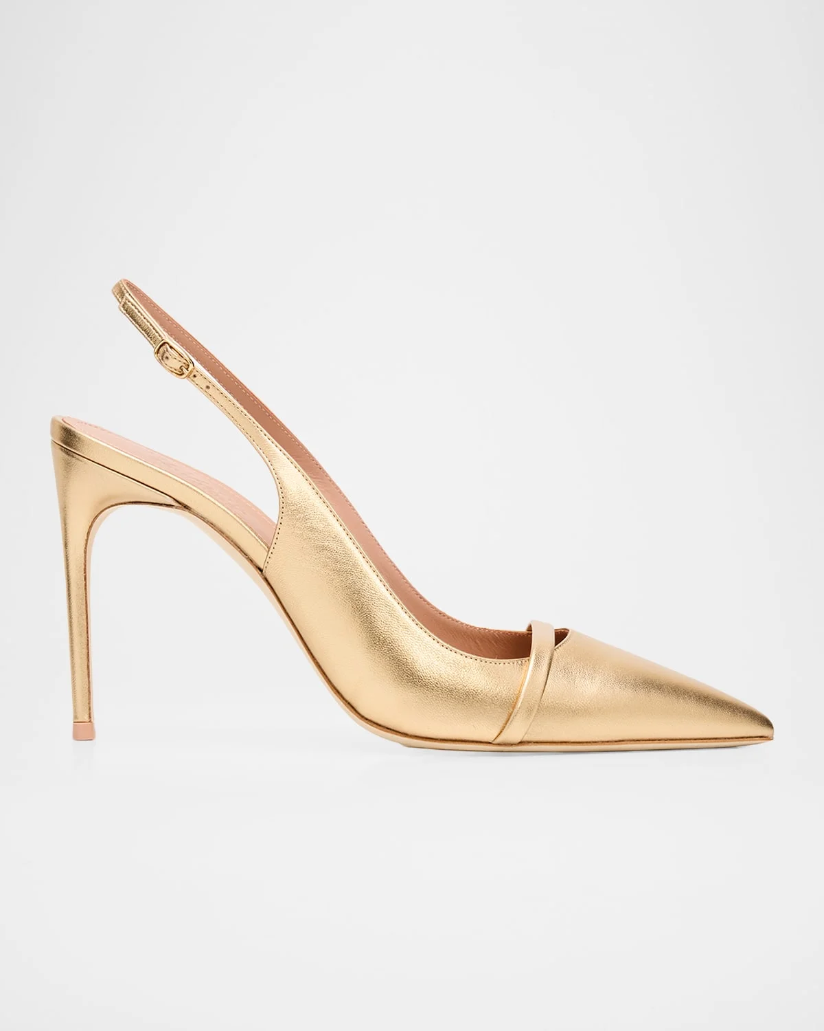 90mm Schiffer Metallic Leather Slingback Pumps - 1