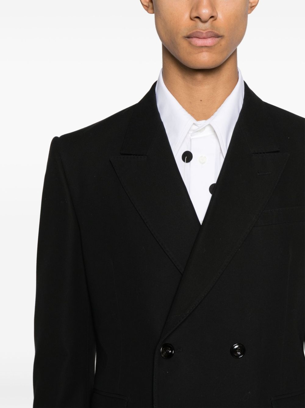 double-breasted cotton blazer - 5