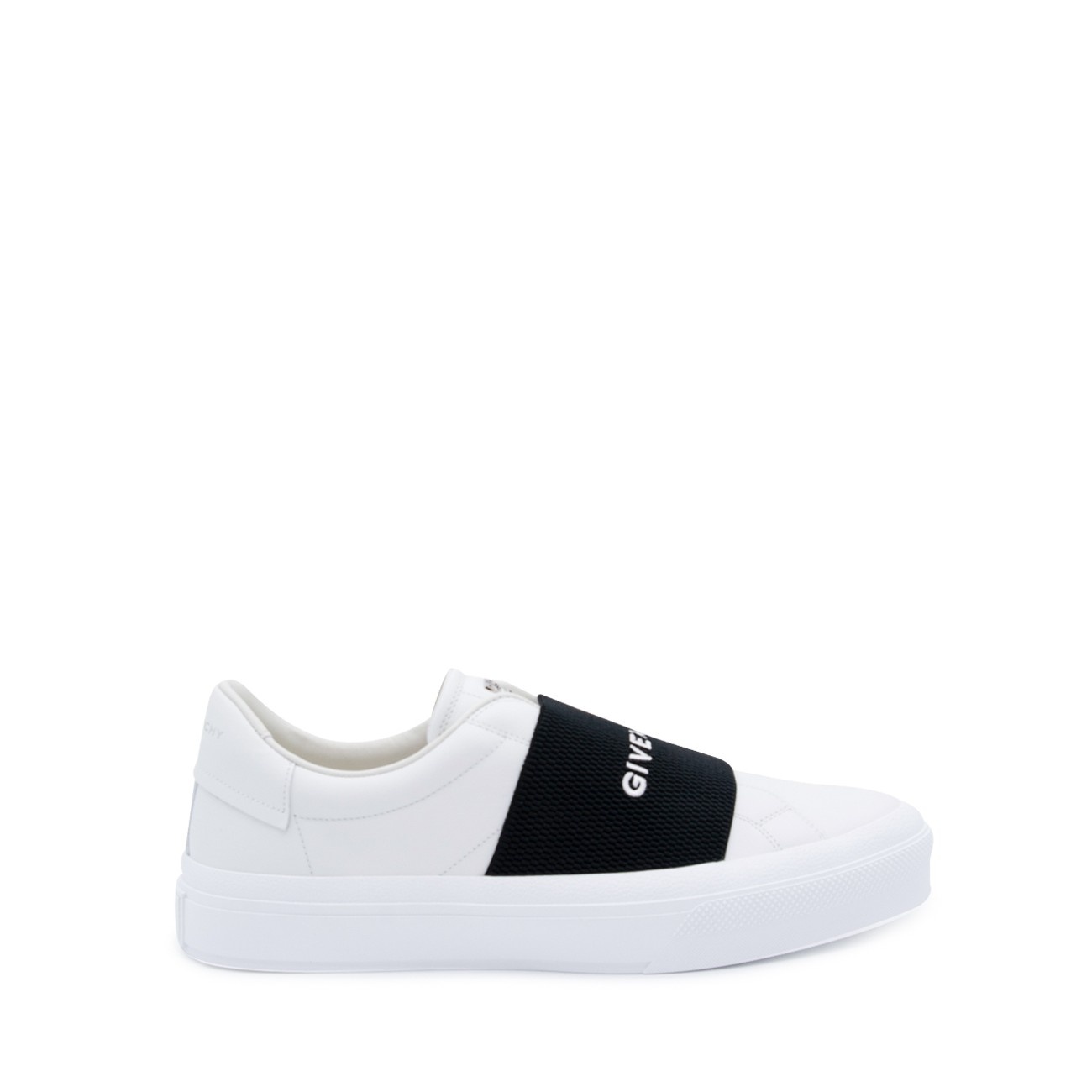 white and black leather city sneakers - 1