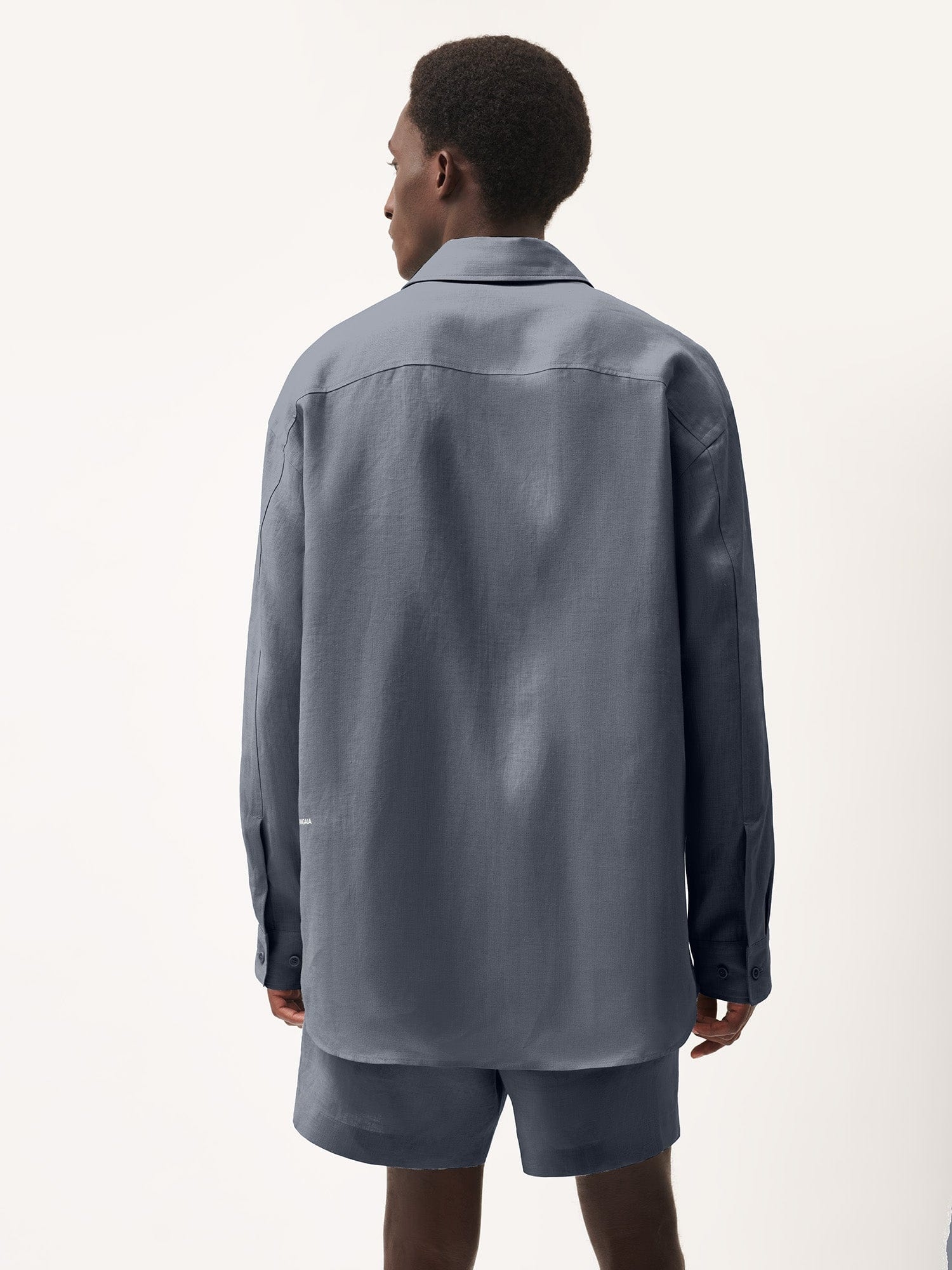 Mens DNA Linen Collared Long Sleeve Shirt - Atmosphere Grey - 3