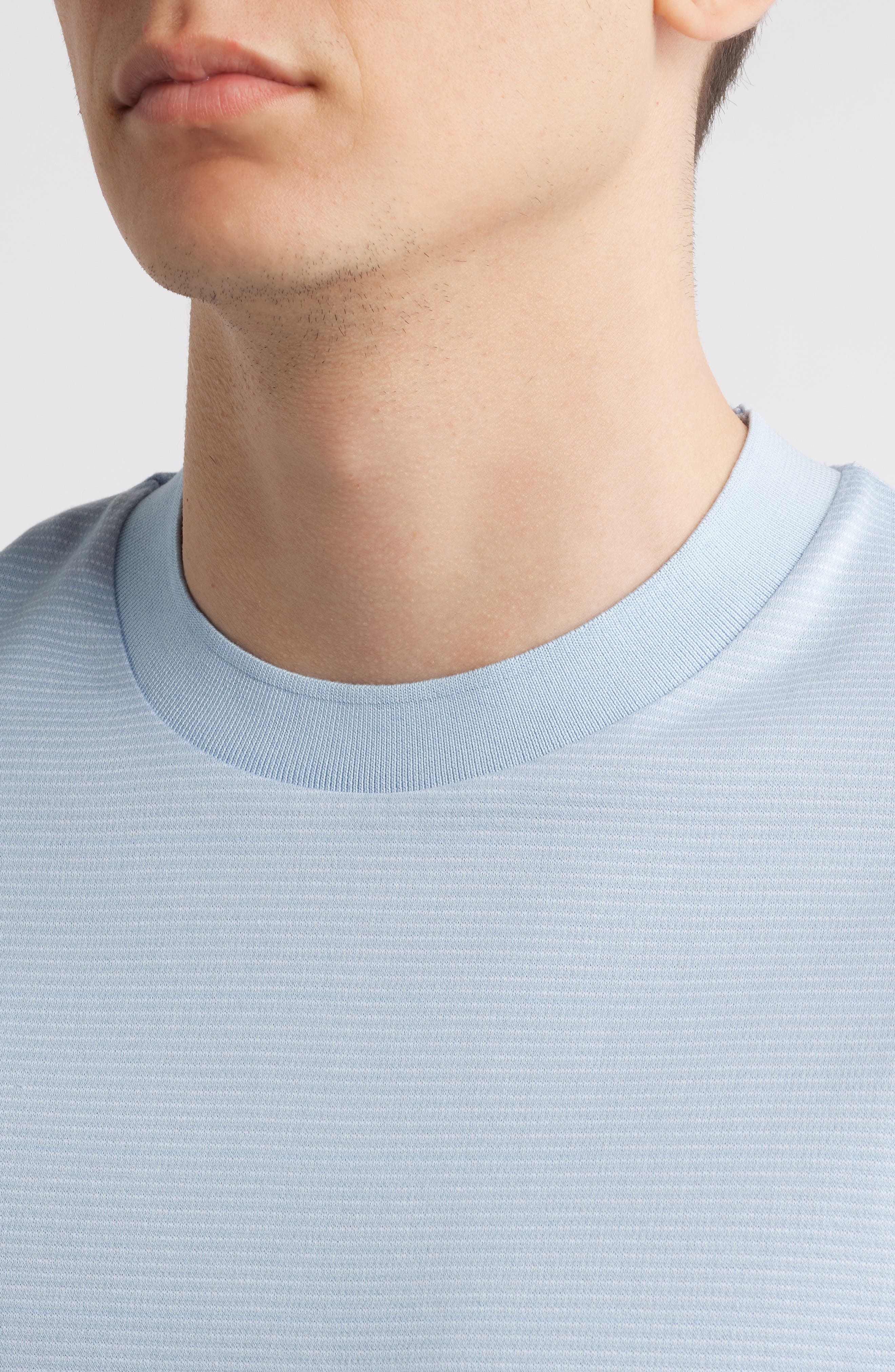 BOSS Thompson Pinstripe Cotton T-Shirt in Light Blue at Nordstrom - 4