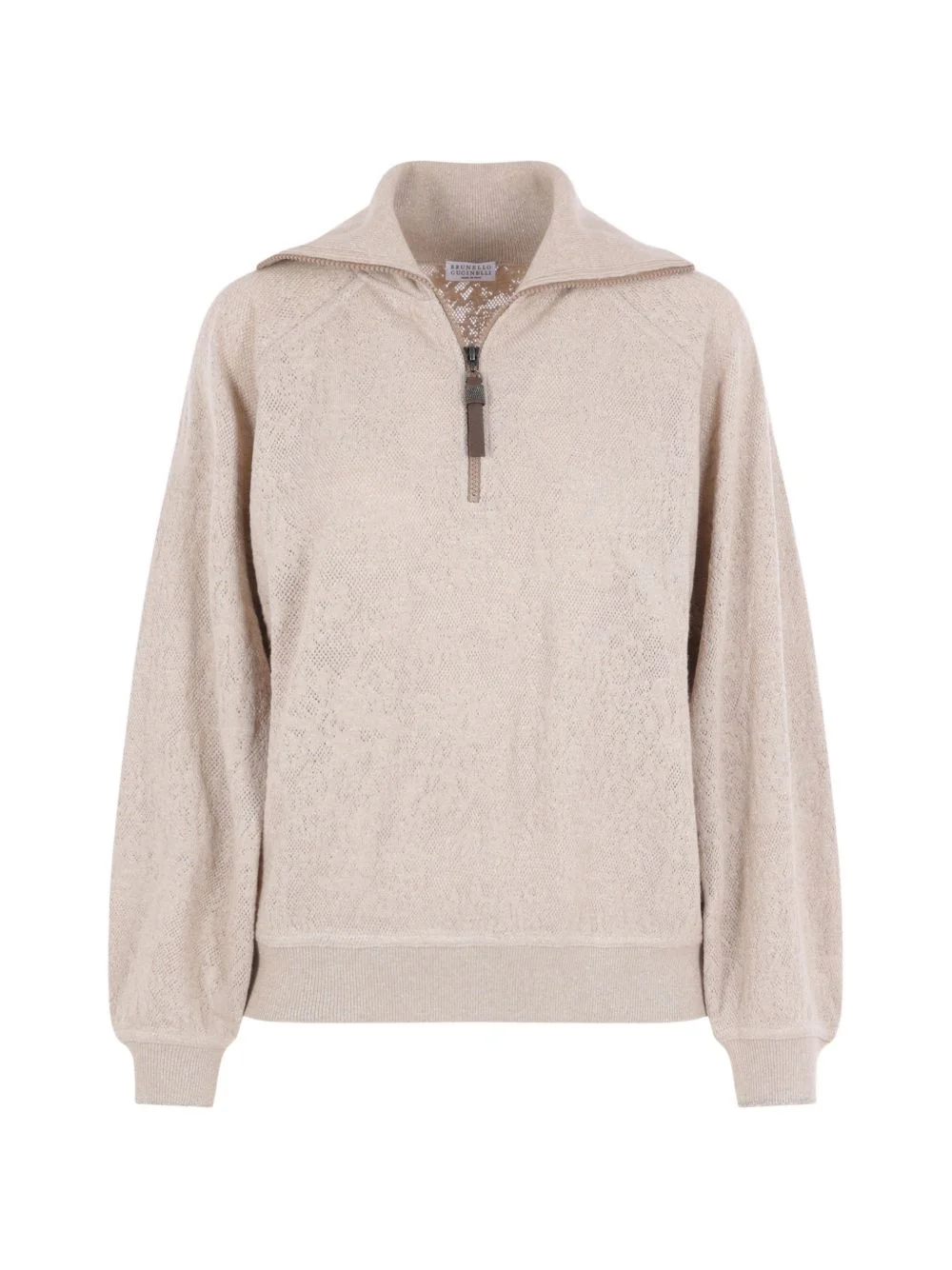 pointelle-knit half-zip sweatshirt - 1