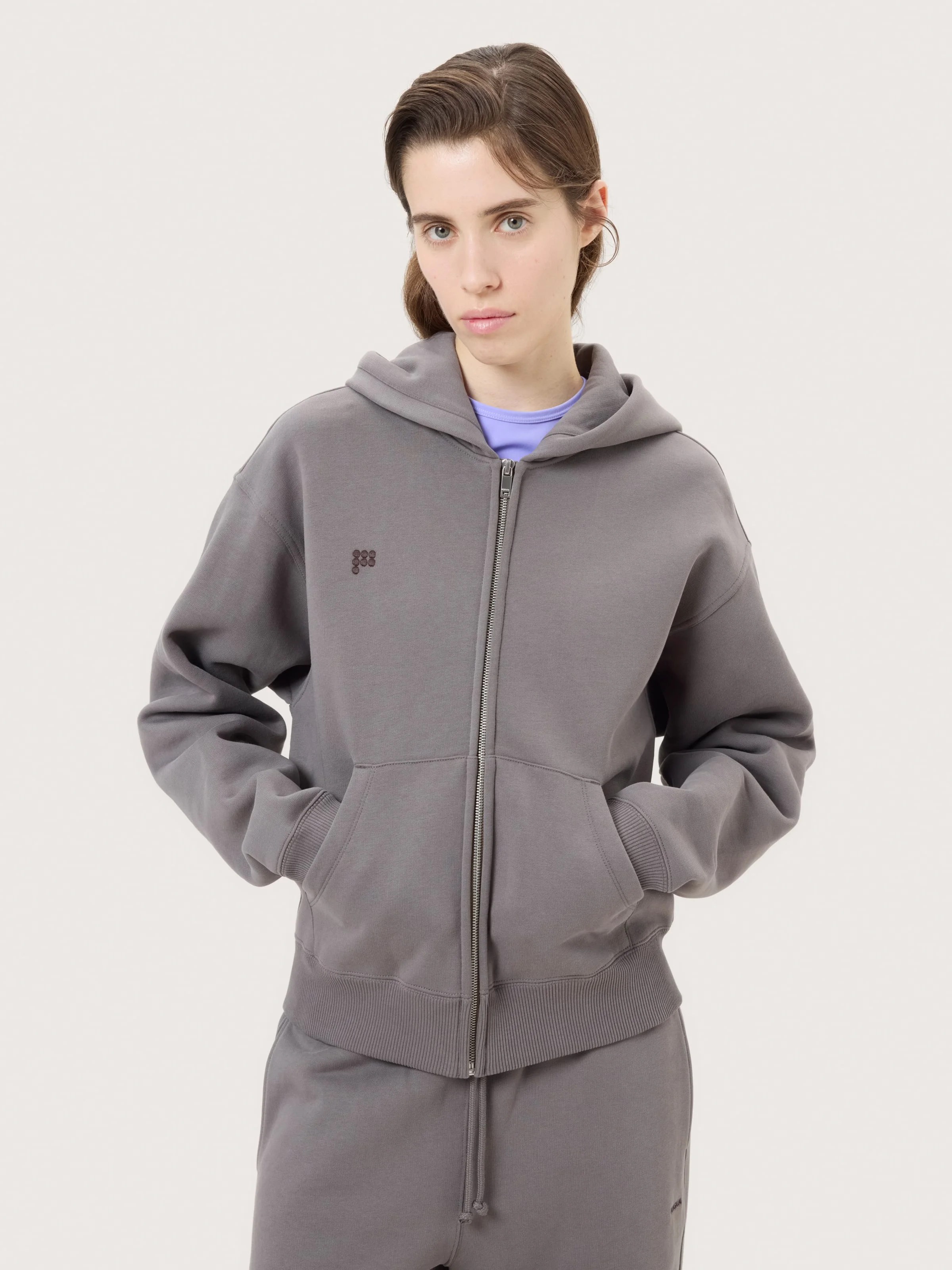 Womens Heavyweight Zip Up Hoodie - Slate Escape - 1