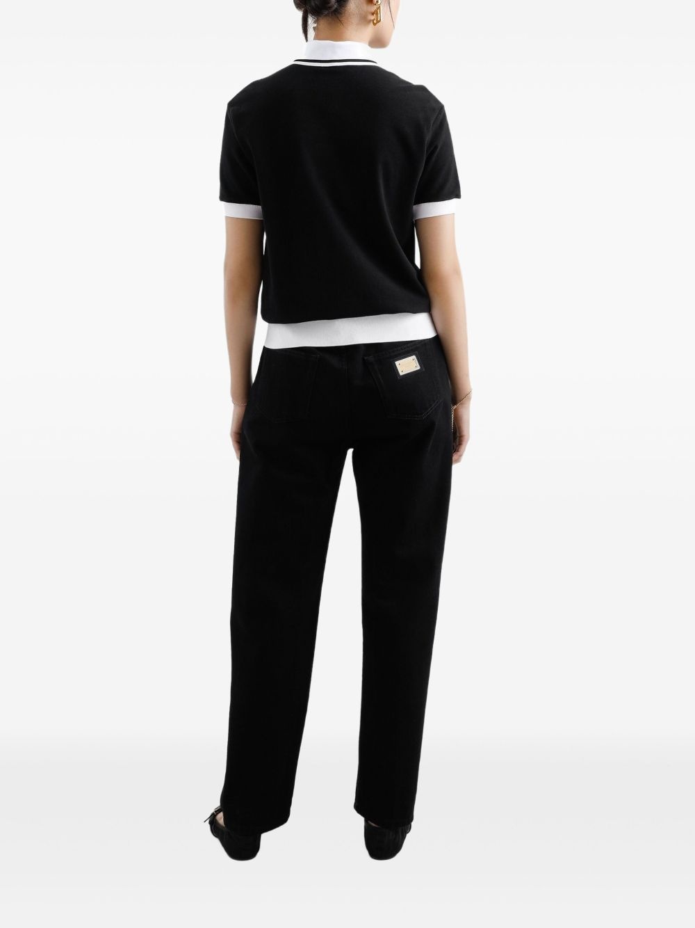 logo-embroidered cotton polo top - 3