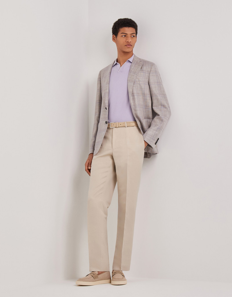 Canali LILAC COTTON AND SILK POLO SHIRT WITH CONTRASTING PIPING outlook