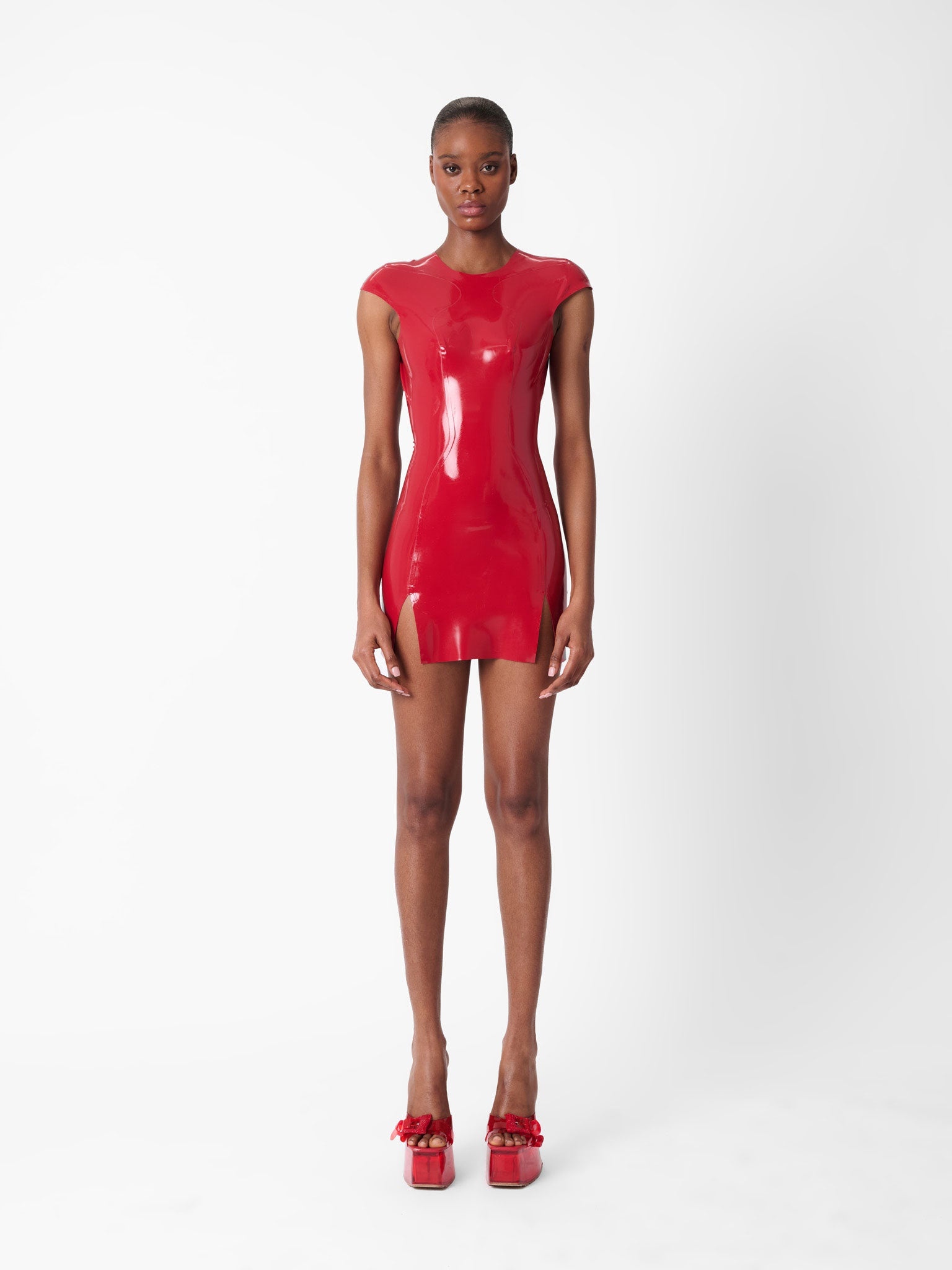 PLAYER LATEX DRESS RED - 2