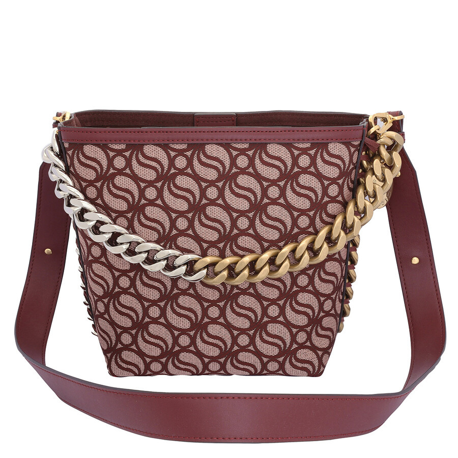 Stella Mccartney Burgundy Ladies S-Wave Monogram Bucket Bag - 5