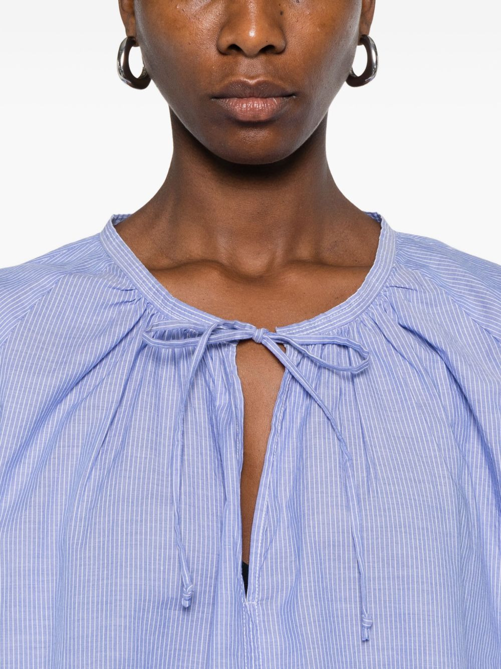 tie-neck striped blouse - 5