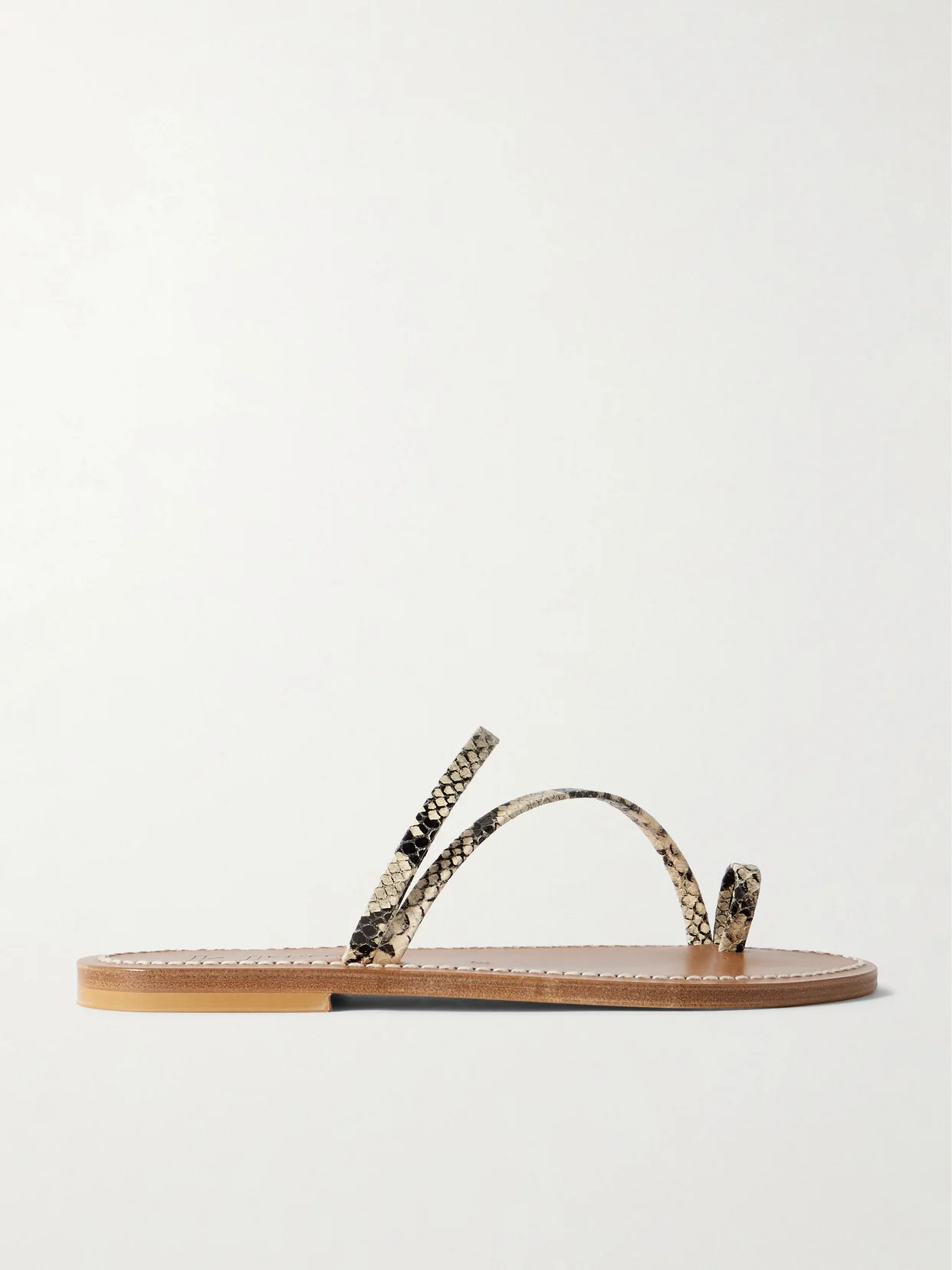 Actium Snake-effect Leather Slides - 1