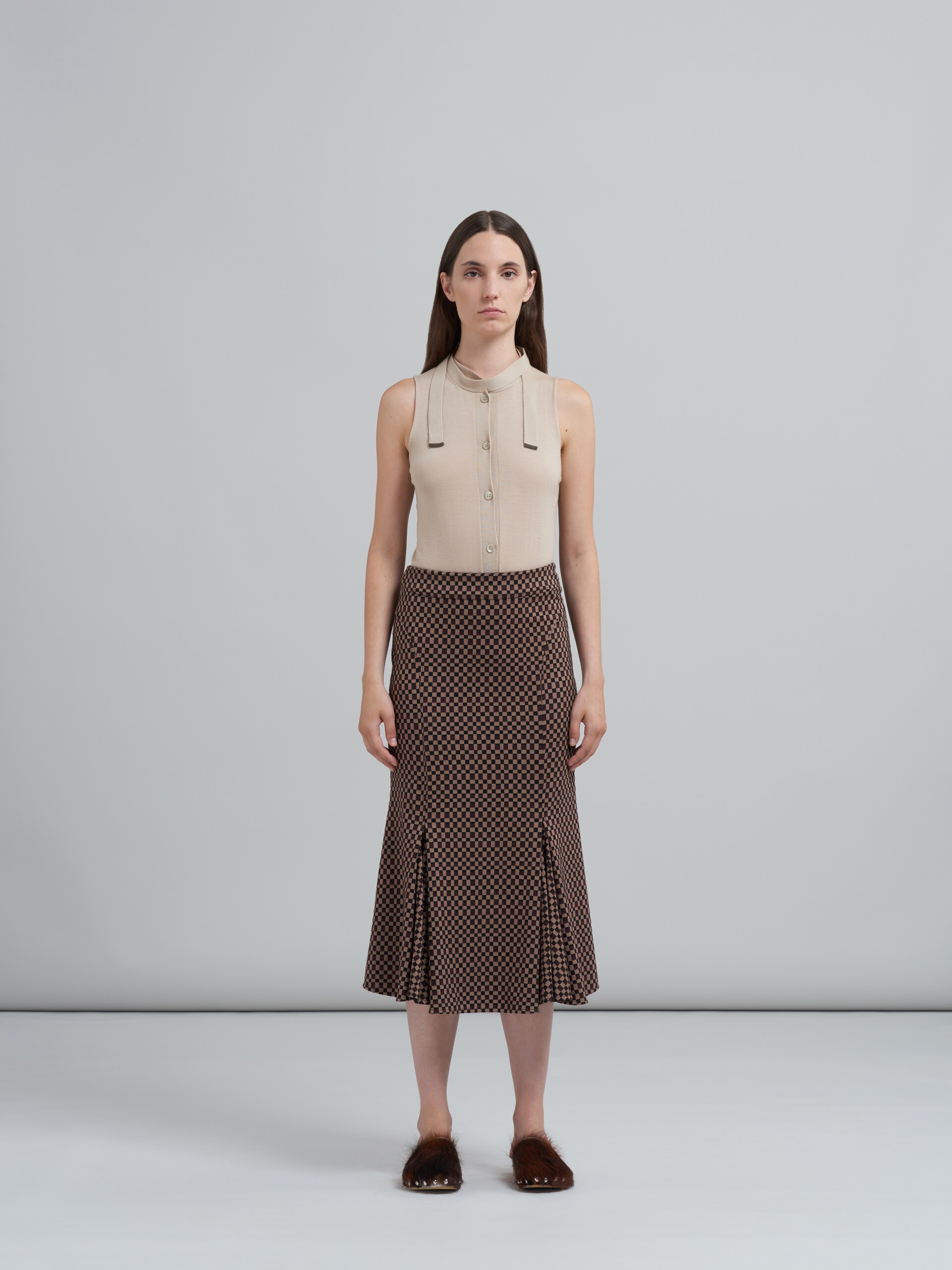 CHECK JACQUARD JERSEY SKIRT - 2