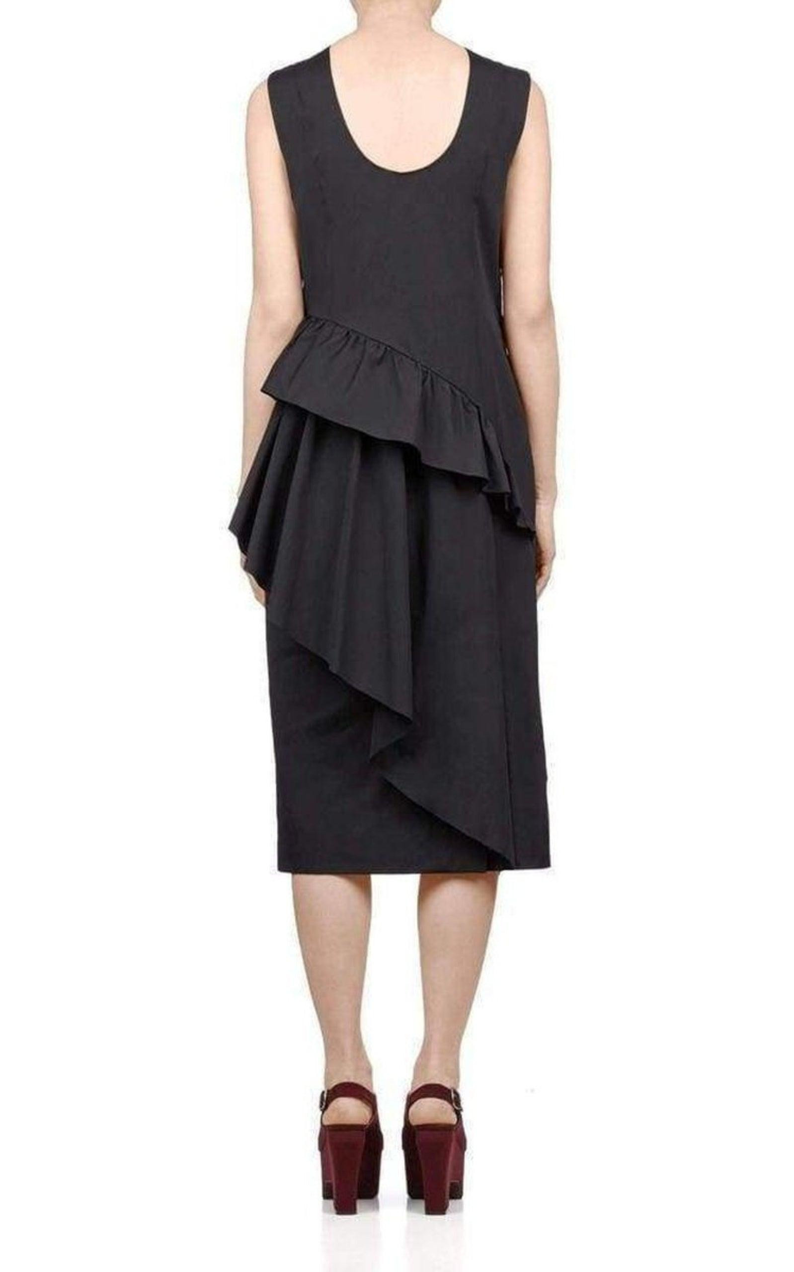 Sequinned Asymmetric Ruffle Cotton Dress - 4