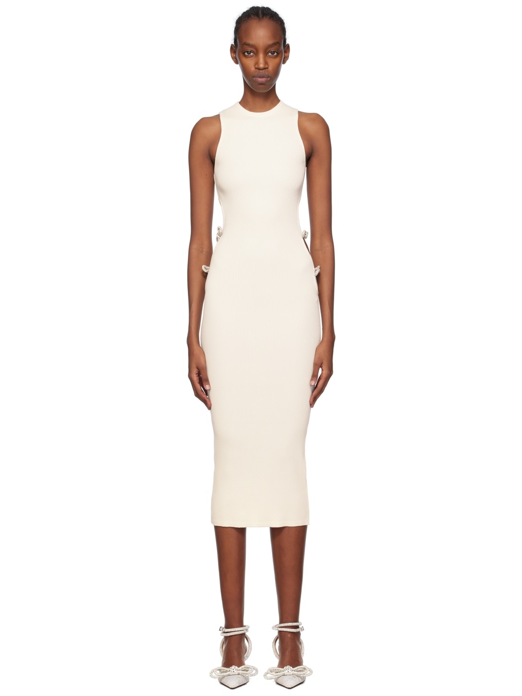 White Crystal-Cut Midi Dress - 1