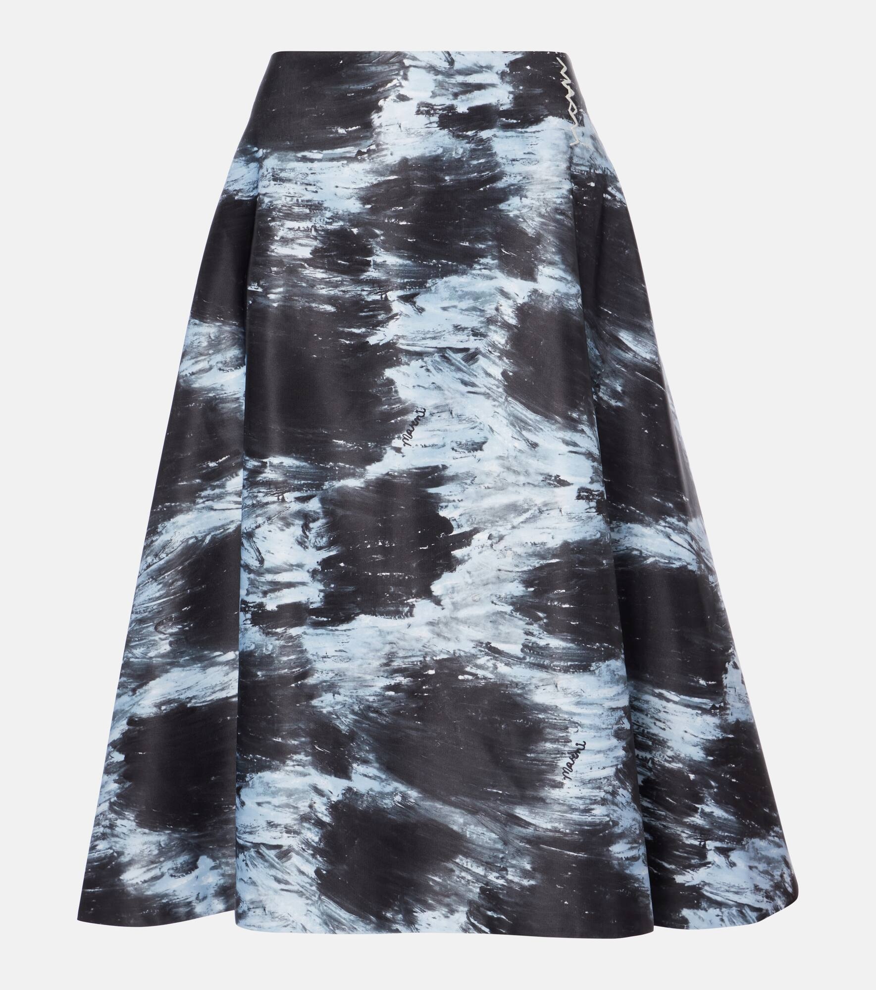 【MARNI】 Printed midi skirt Poplin midi skirt with balck and white Pop Fields motif | Marni