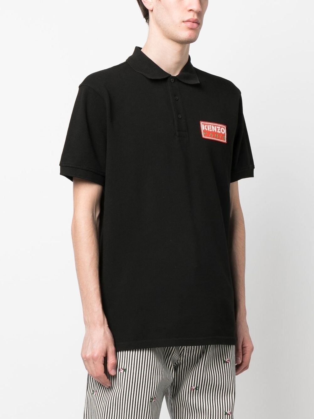 logo-patch cotton polo shirt - 3