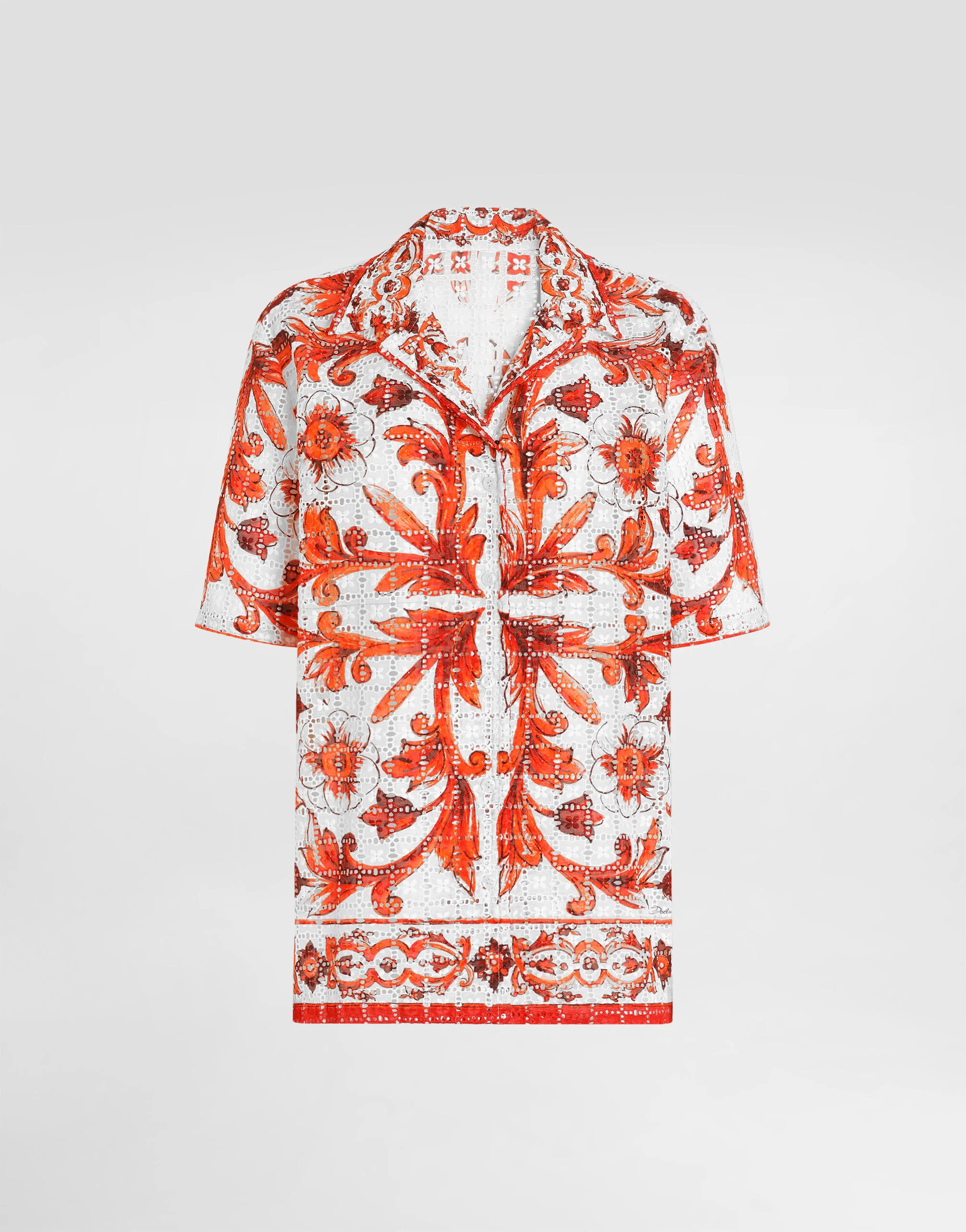 Majolica-print broderie anglaise lace shirt - 1