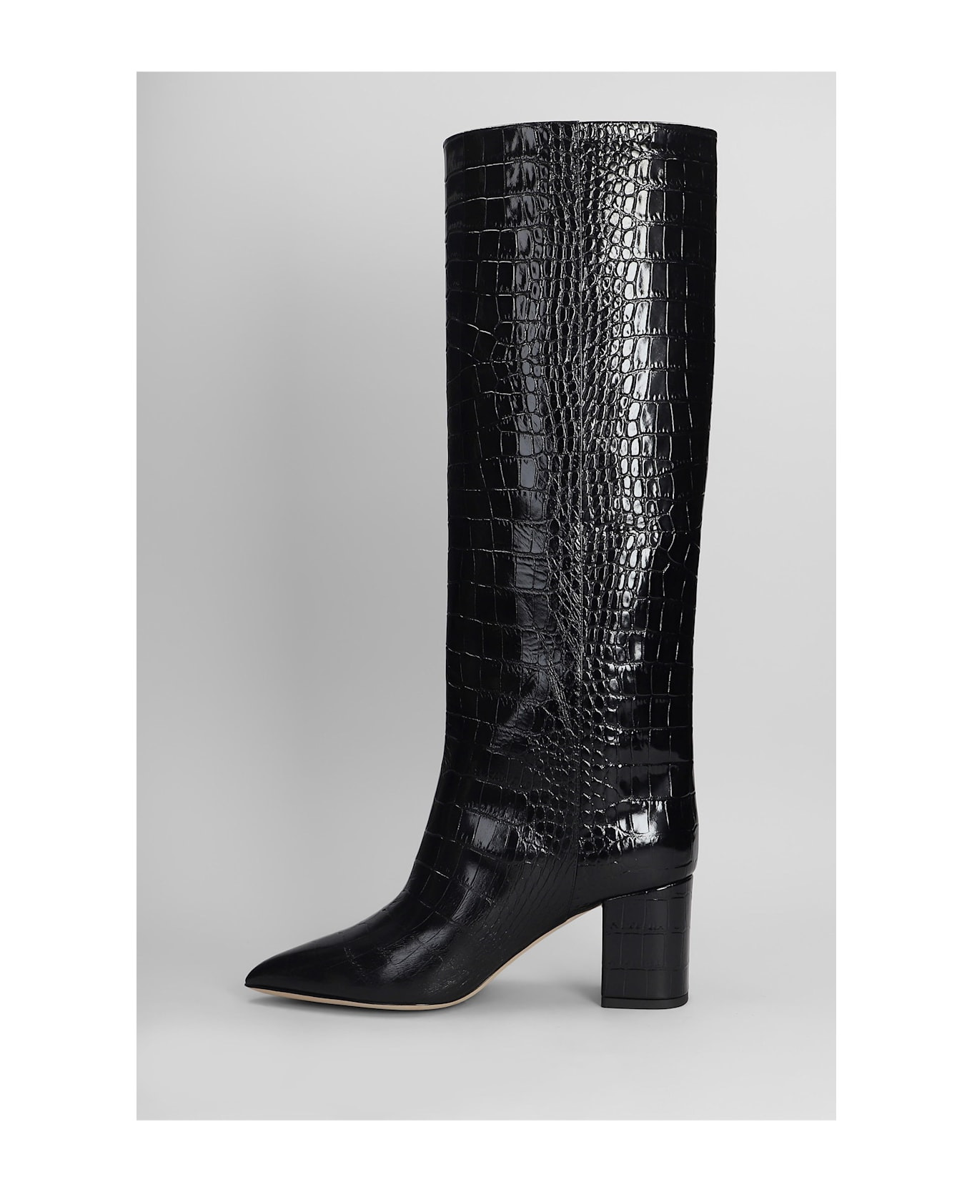 Anja Boot 70 High Heels Boots In Black Leather - 3