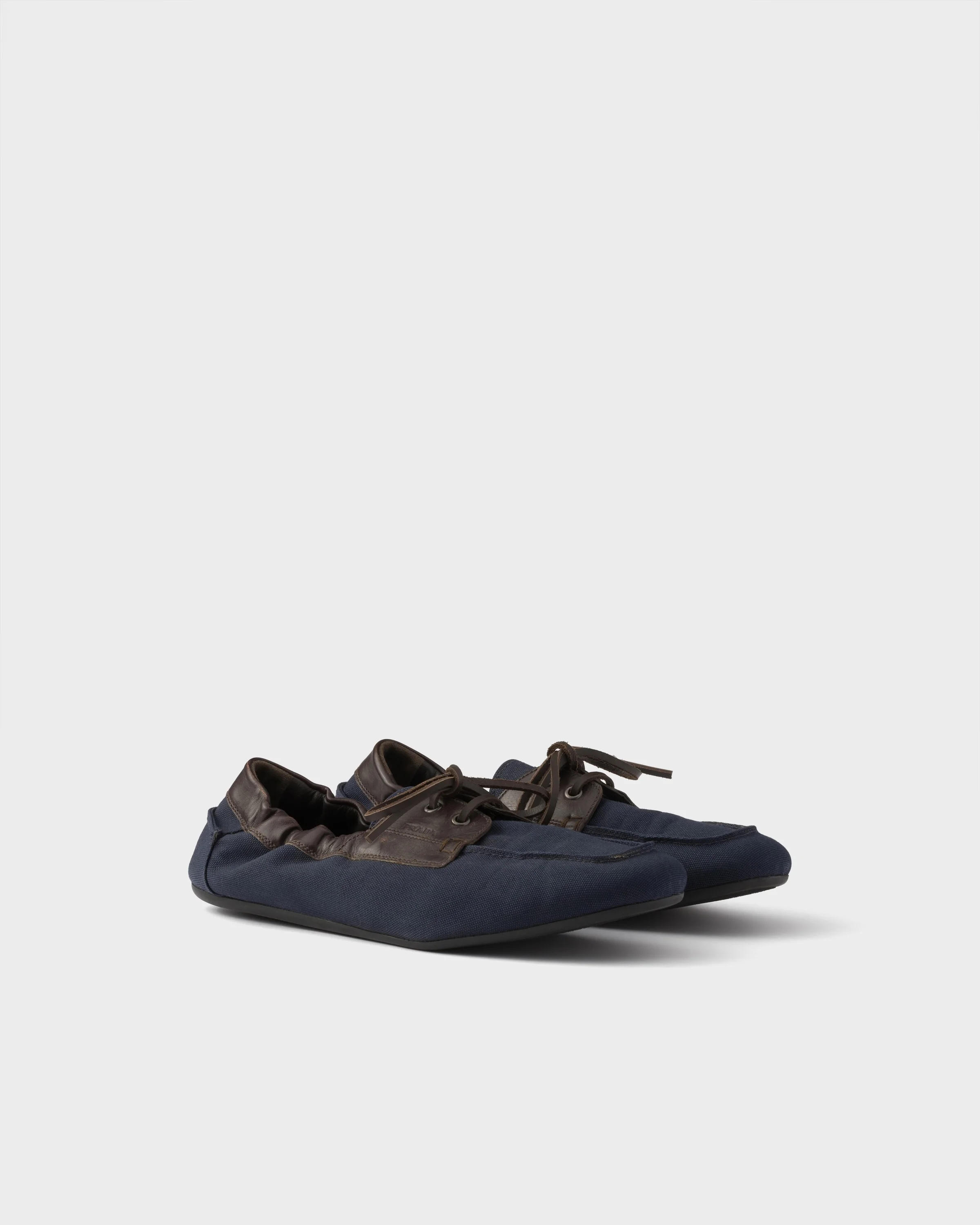 Shuffle aged canvas and leather boat shoes - 1