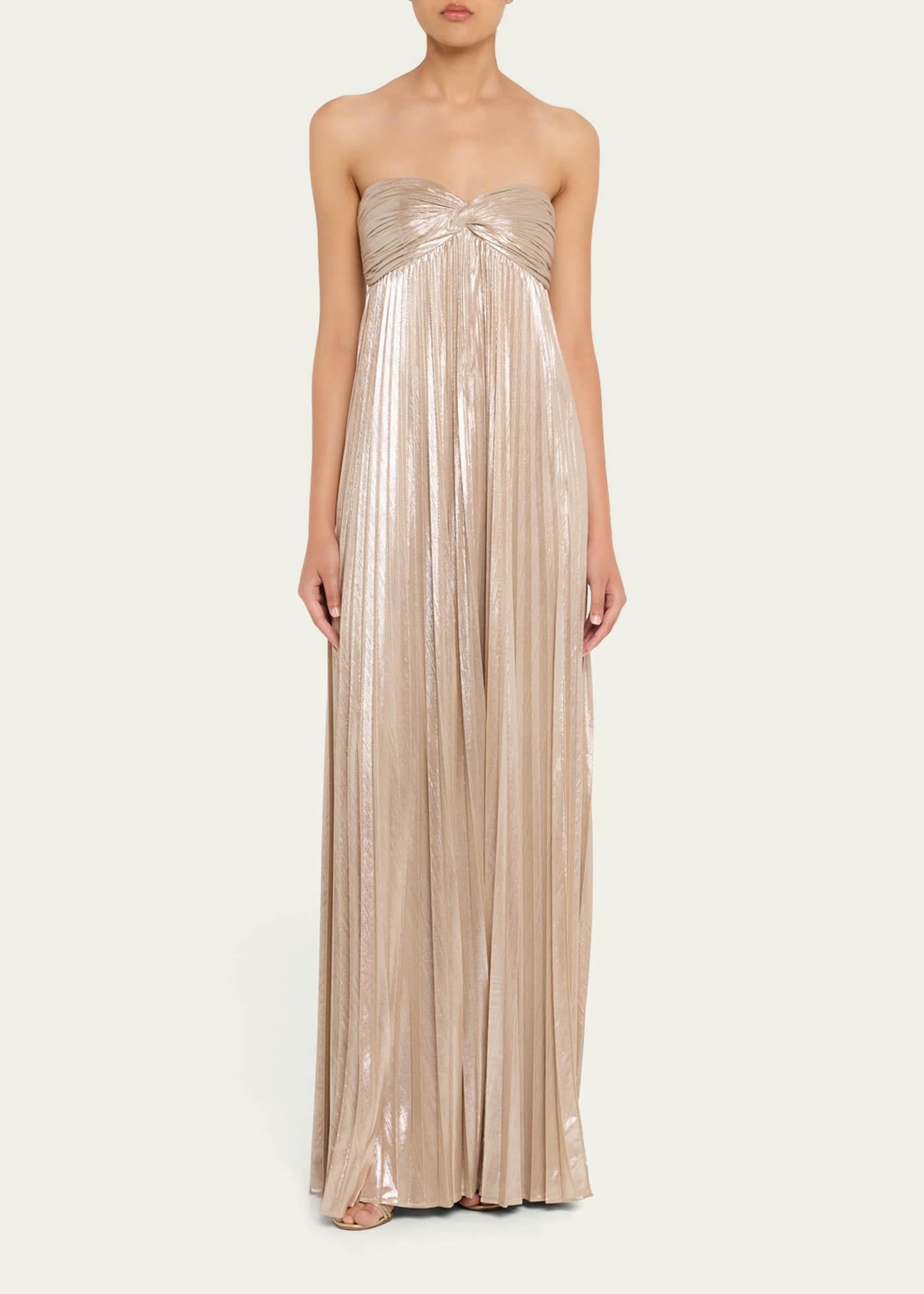 Zoa Strapless Lamé Twisted-Bodice Gown - 2