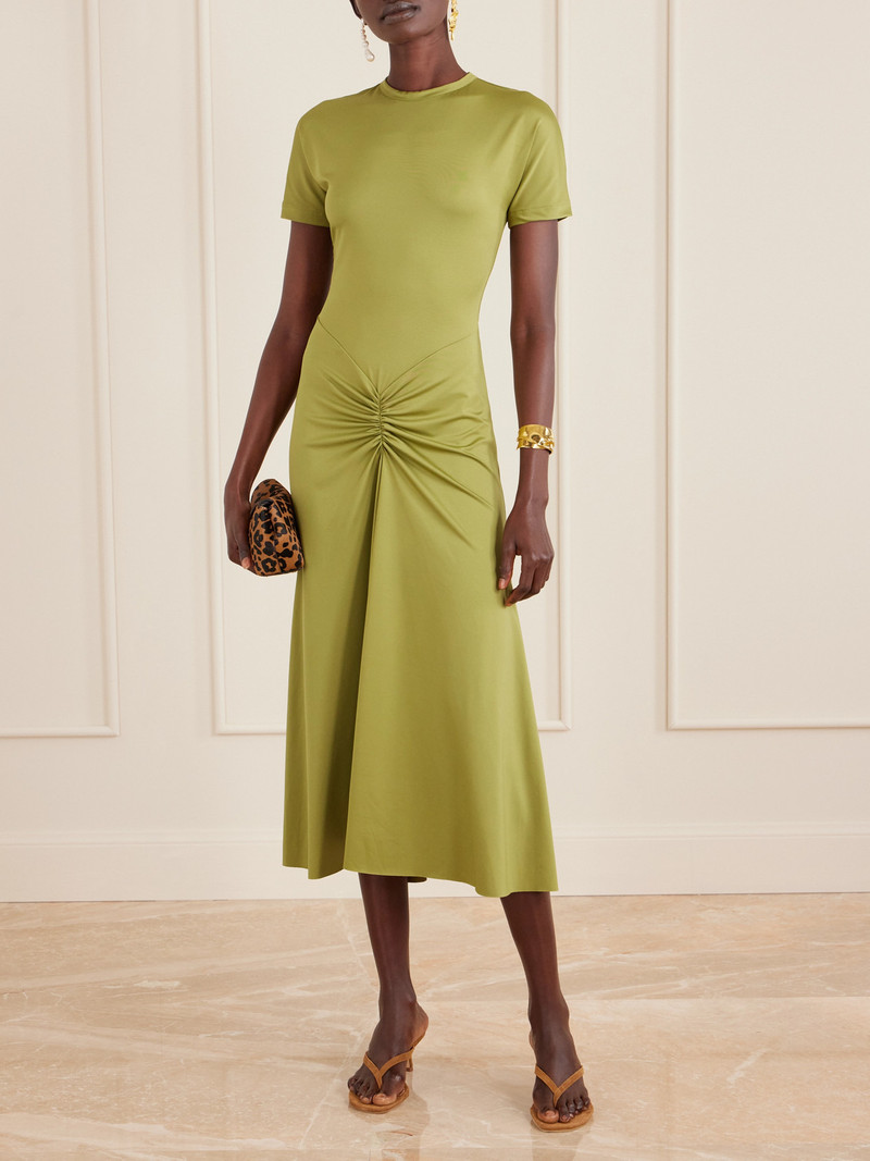 Victoria Beckham Gathered Satin-jersey Midi Dress outlook