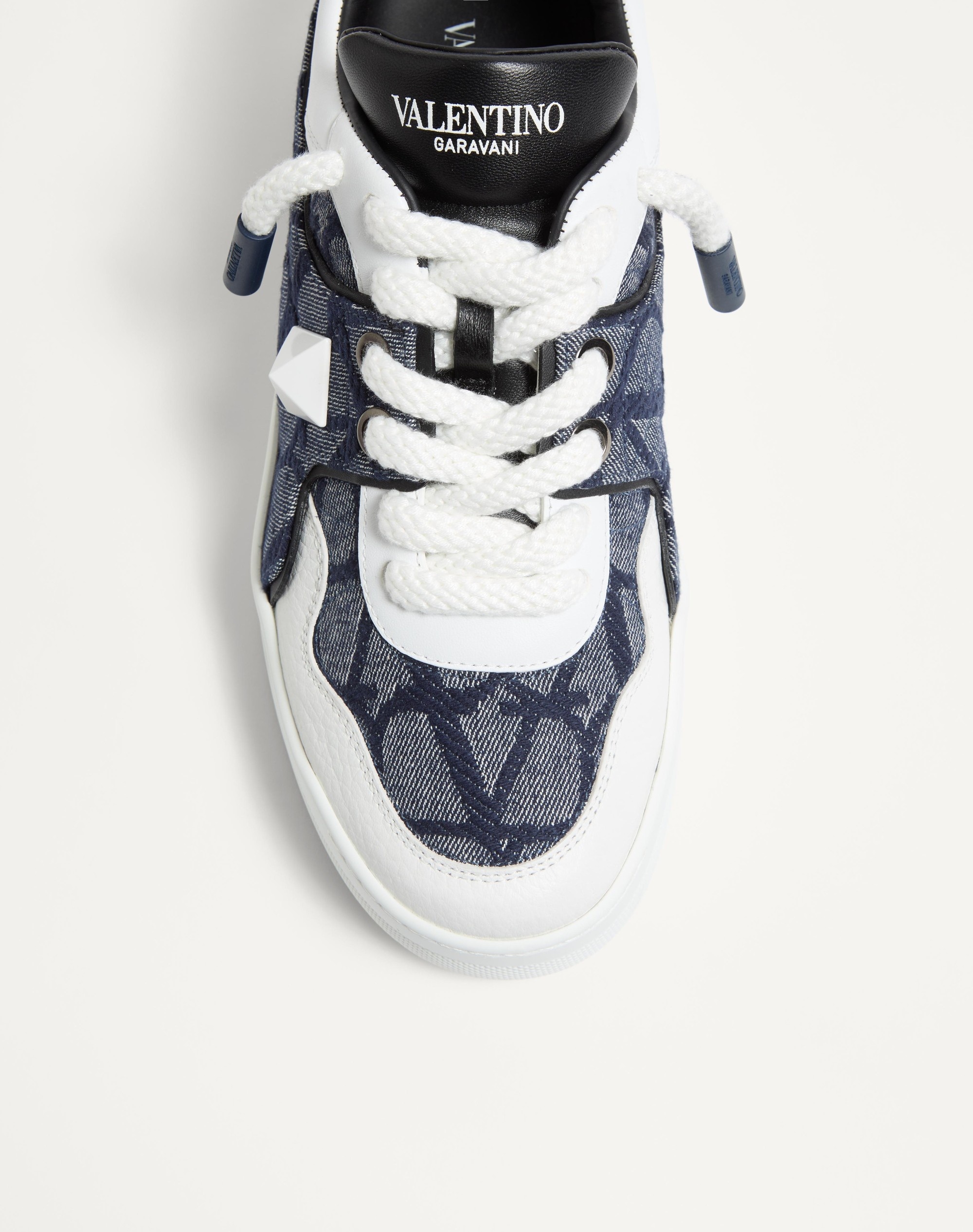 ONE STUD XL LOW-TOP SNEAKER IN DENIM-EFFECT TOILE ICONOGRAPHE JACQUARD FABRIC - 7