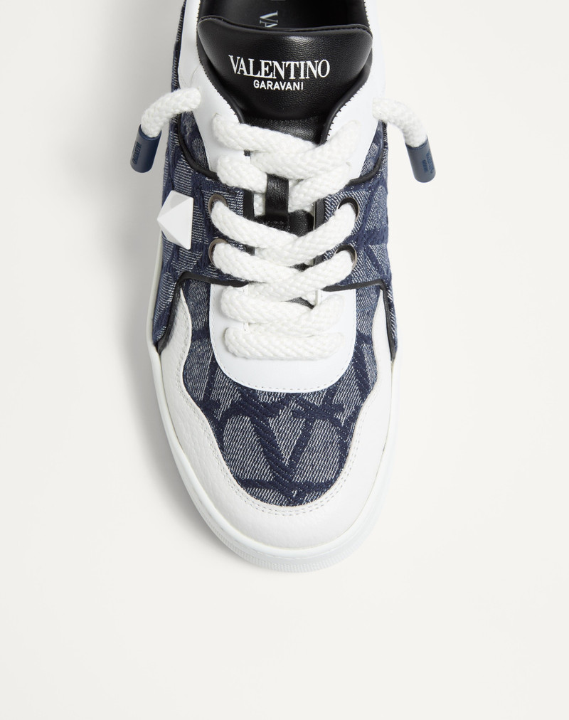 ONE STUD XL LOW-TOP SNEAKER IN DENIM-EFFECT TOILE ICONOGRAPHE JACQUARD FABRIC 7