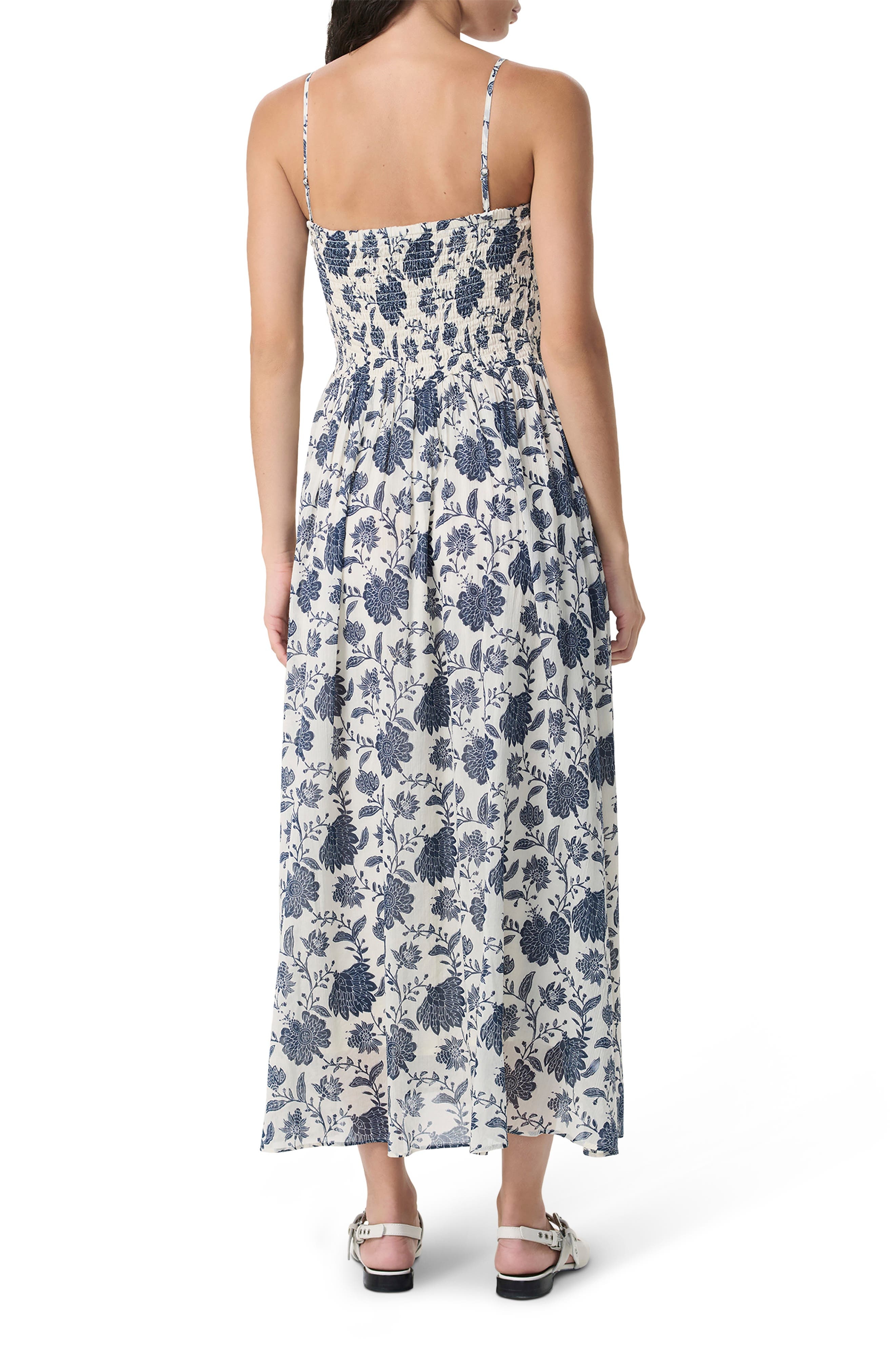 rag & bone Hallie Smocked Bodice Cotton & Silk Maxi Sundress in Cream Flora at Nordstrom - 2