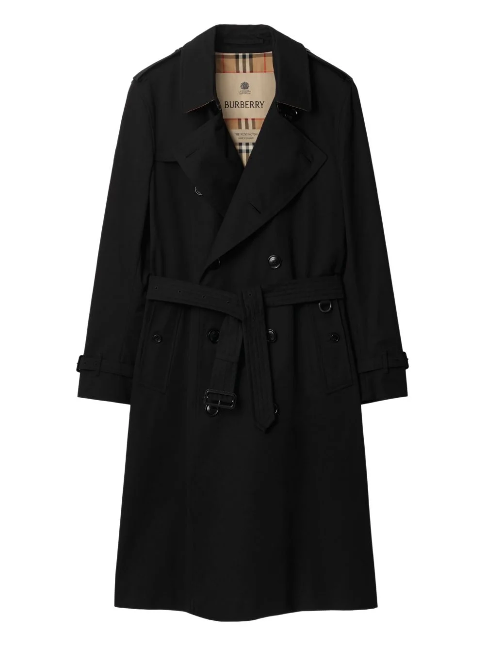 double-breasted belted trench coat - 1